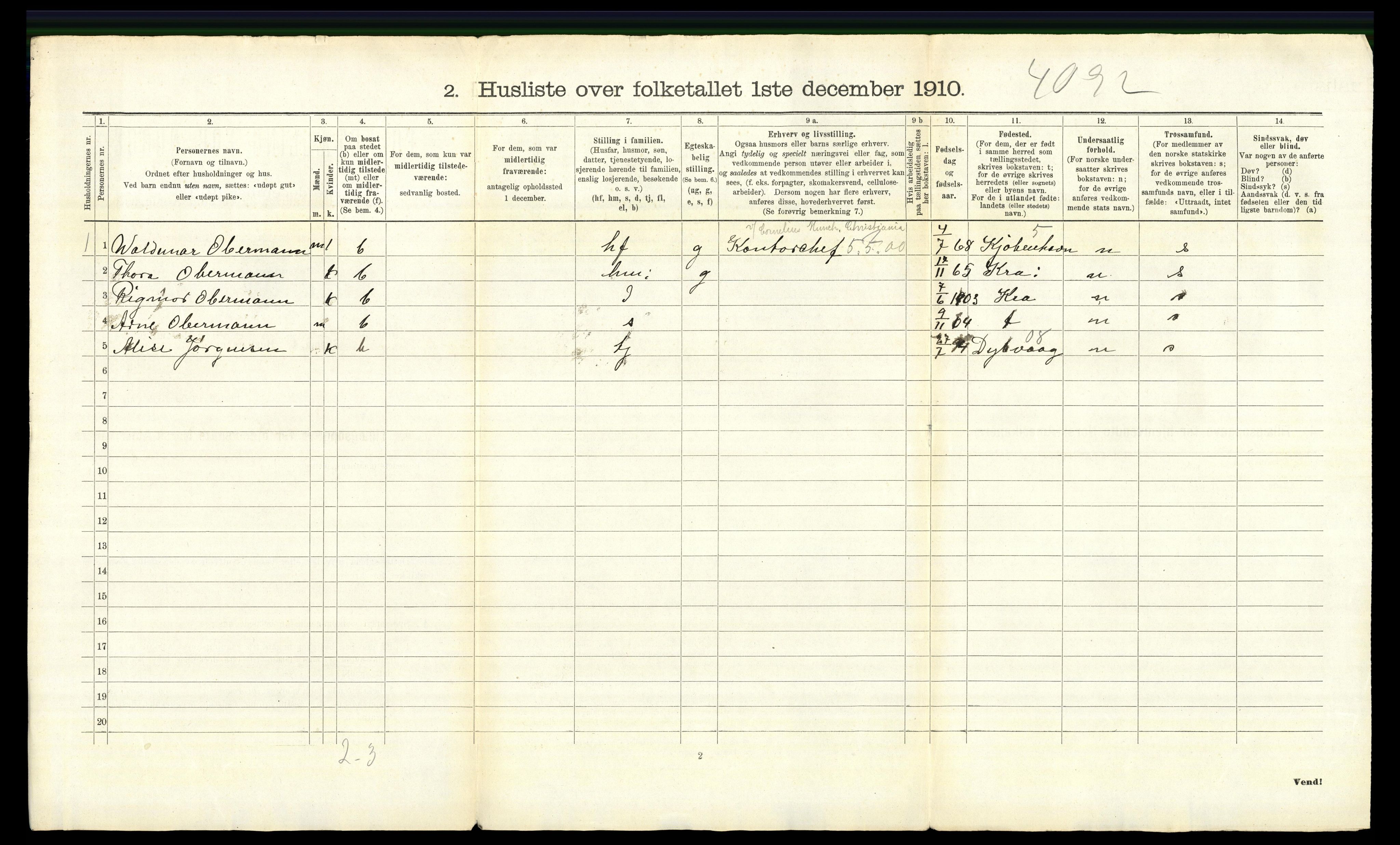 RA, 1910 census for Aker, 1910, p. 4302