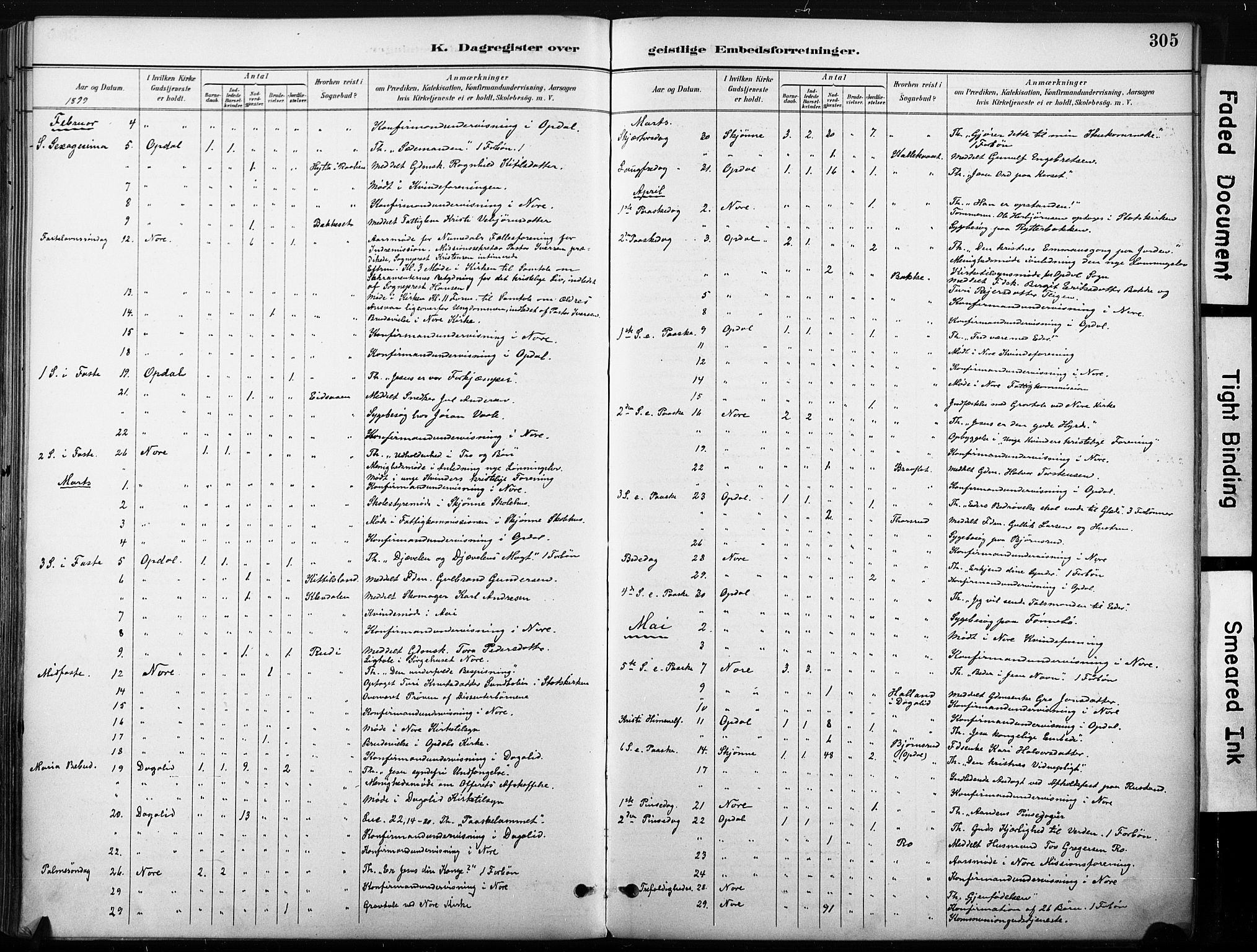 Nore kirkebøker, SAKO/A-238/F/Fb/L0002: Parish register (official) no. II 2, 1886-1906, p. 305