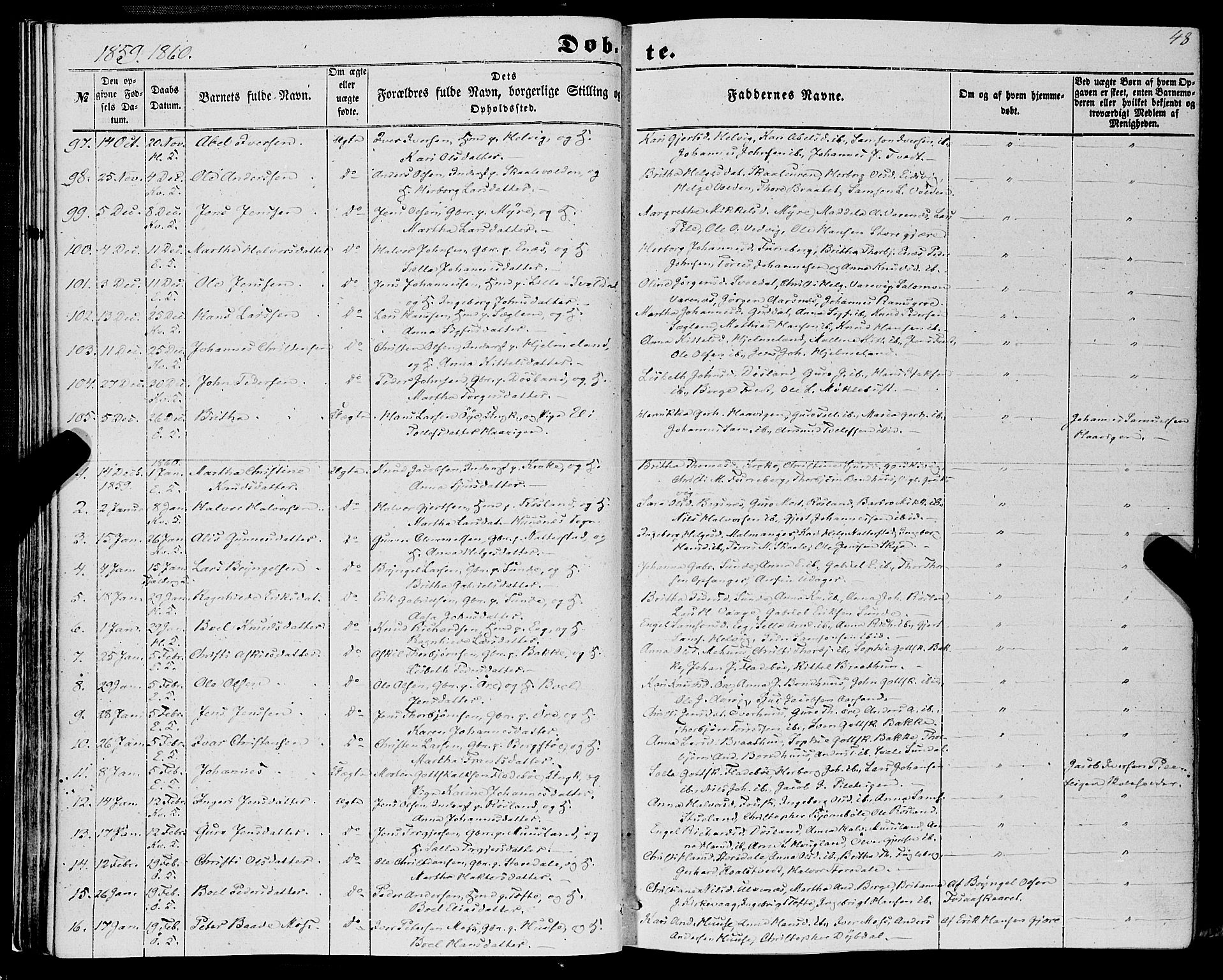 Kvinnherad sokneprestembete, SAB/A-76401/H/Haa: Parish register (official) no. A 8, 1854-1872, p. 48