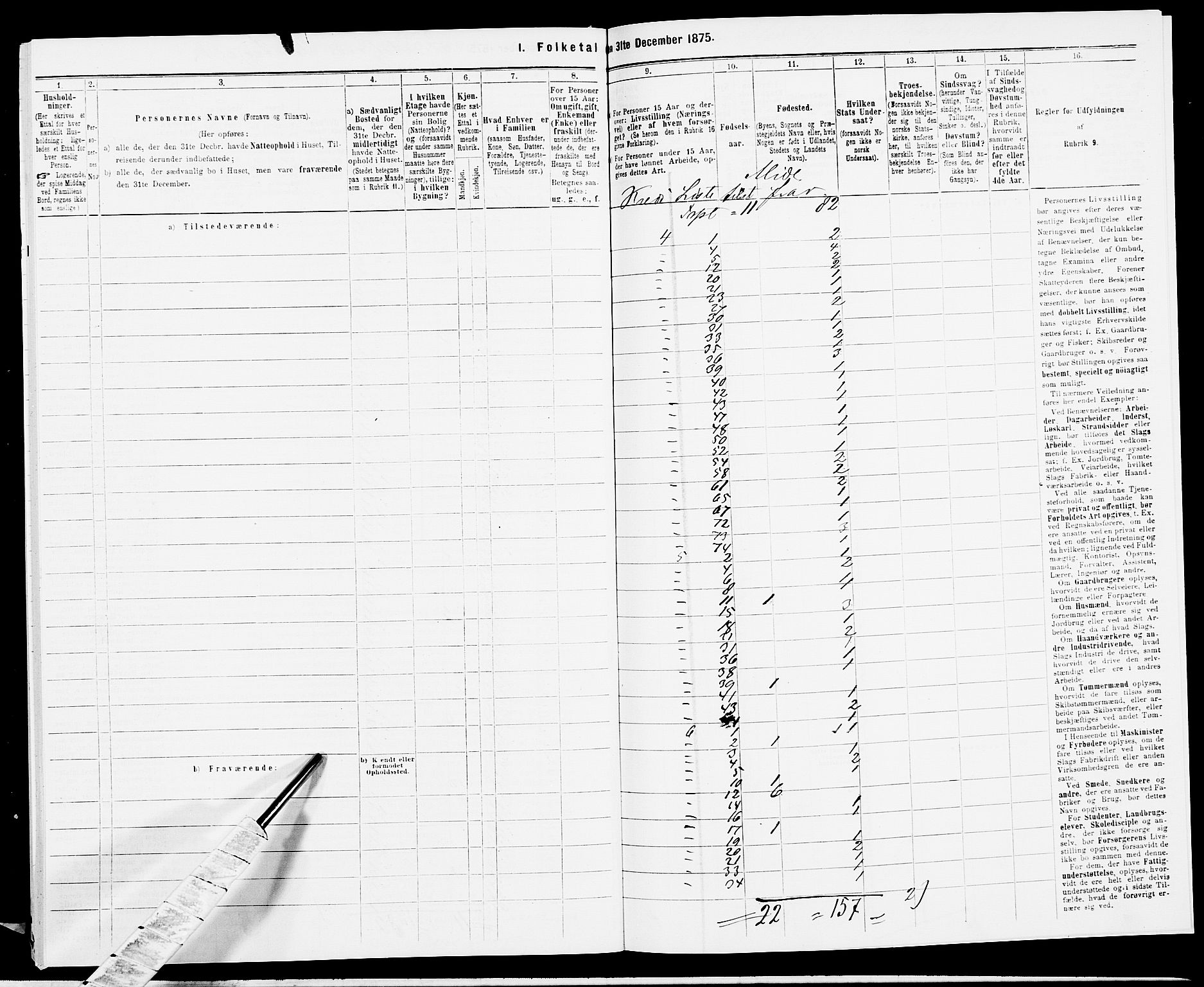 SAK, 1875 census for 1042L Flekkefjord/Nes og Hidra, 1875, p. 69