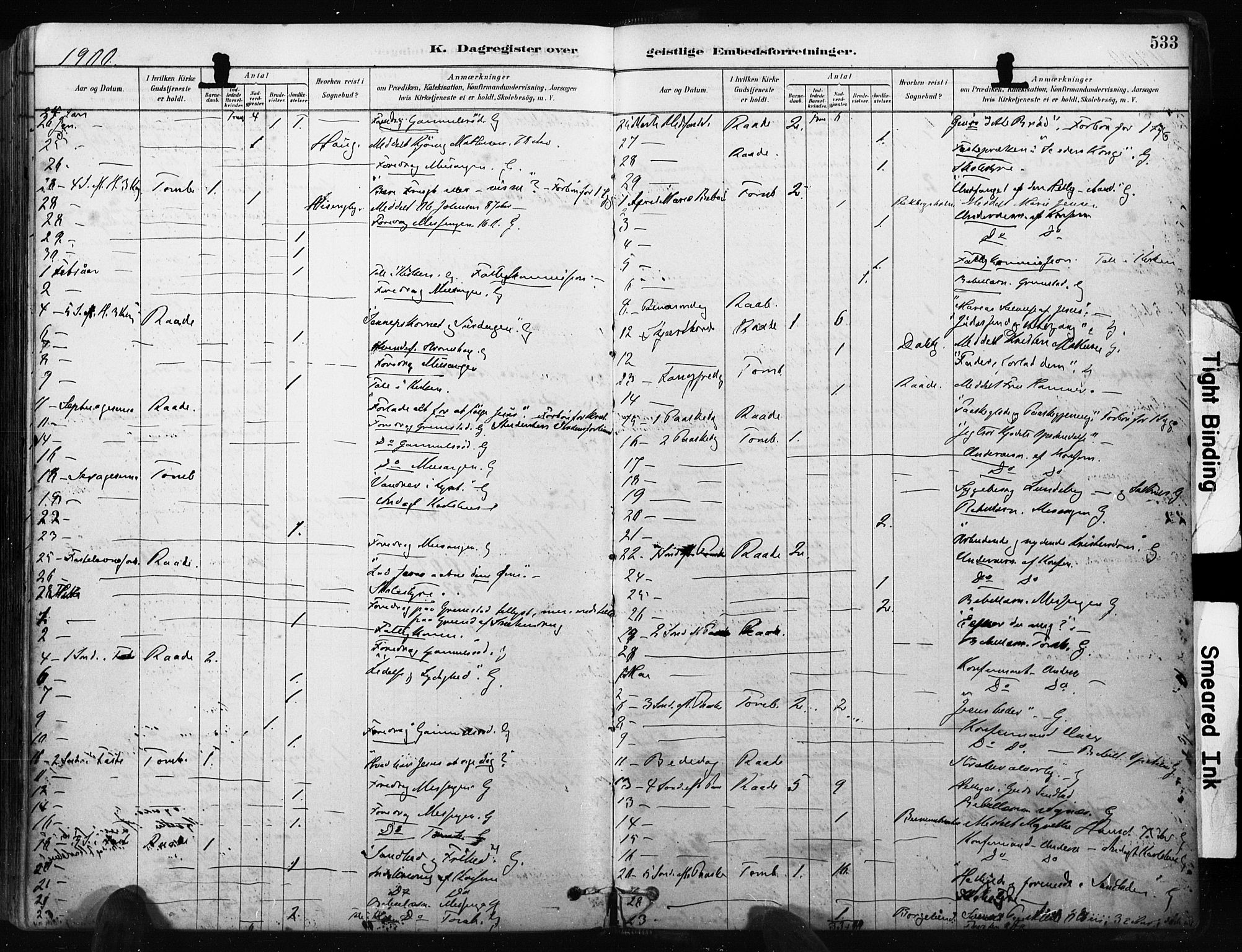 Råde prestekontor kirkebøker, AV/SAO-A-2009/F/Fa/L0007: Parish register (official) no. 7, 1878-1902, p. 533