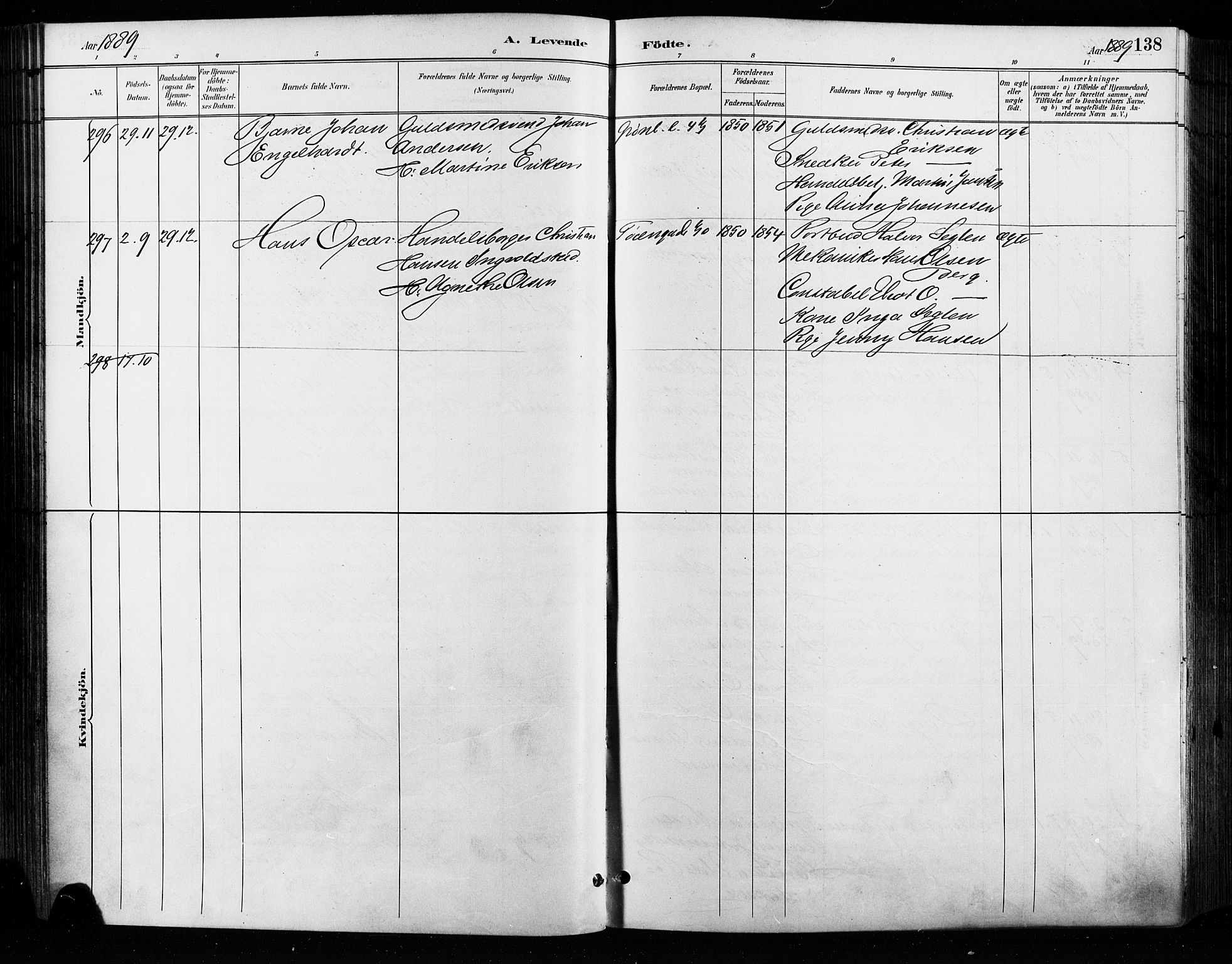 Grønland prestekontor Kirkebøker, AV/SAO-A-10848/F/Fa/L0009: Parish register (official) no. 9, 1888-1893, p. 138