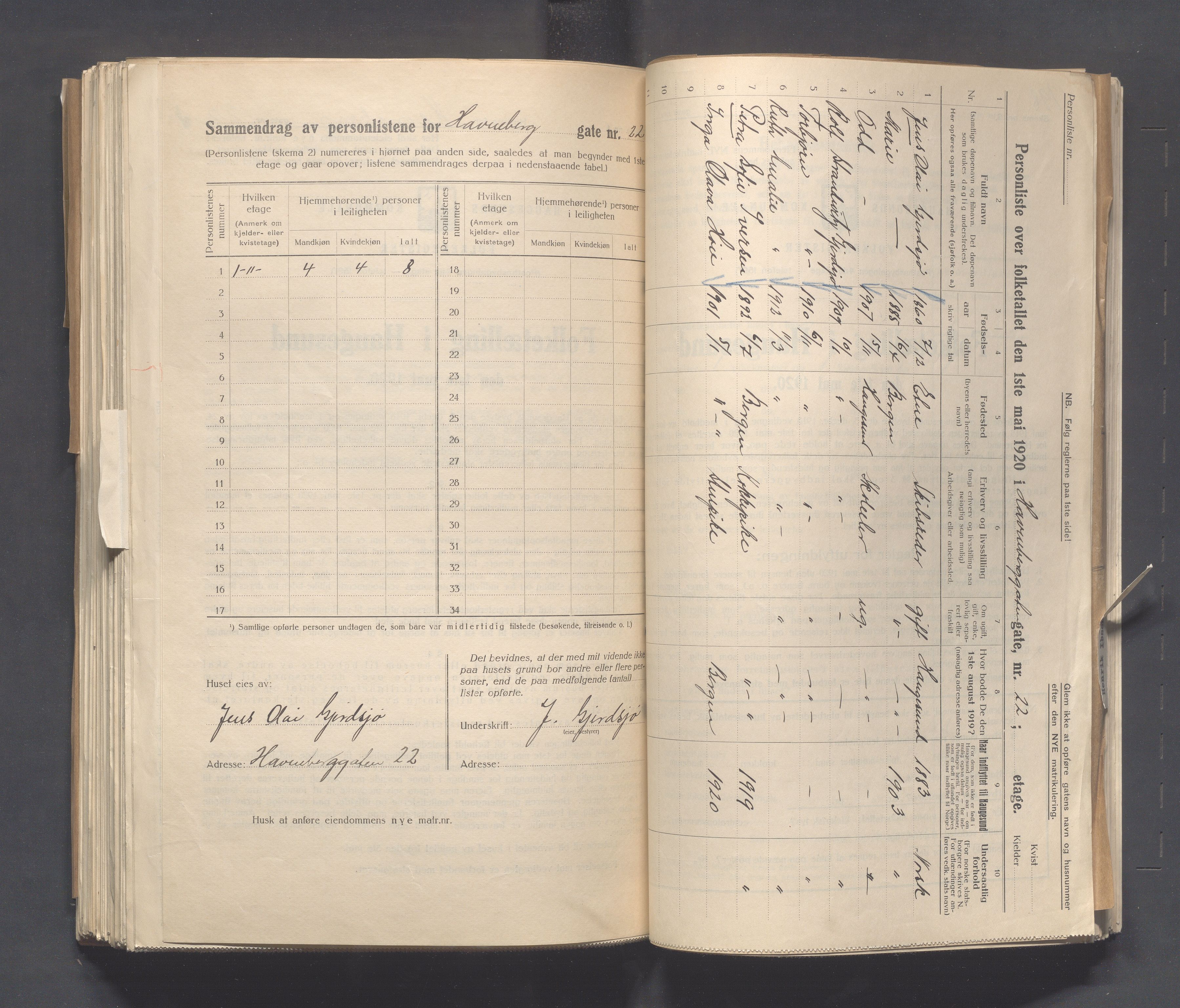 IKAR, Local census 1.5.1920 for Haugesund, 1920, p. 1393