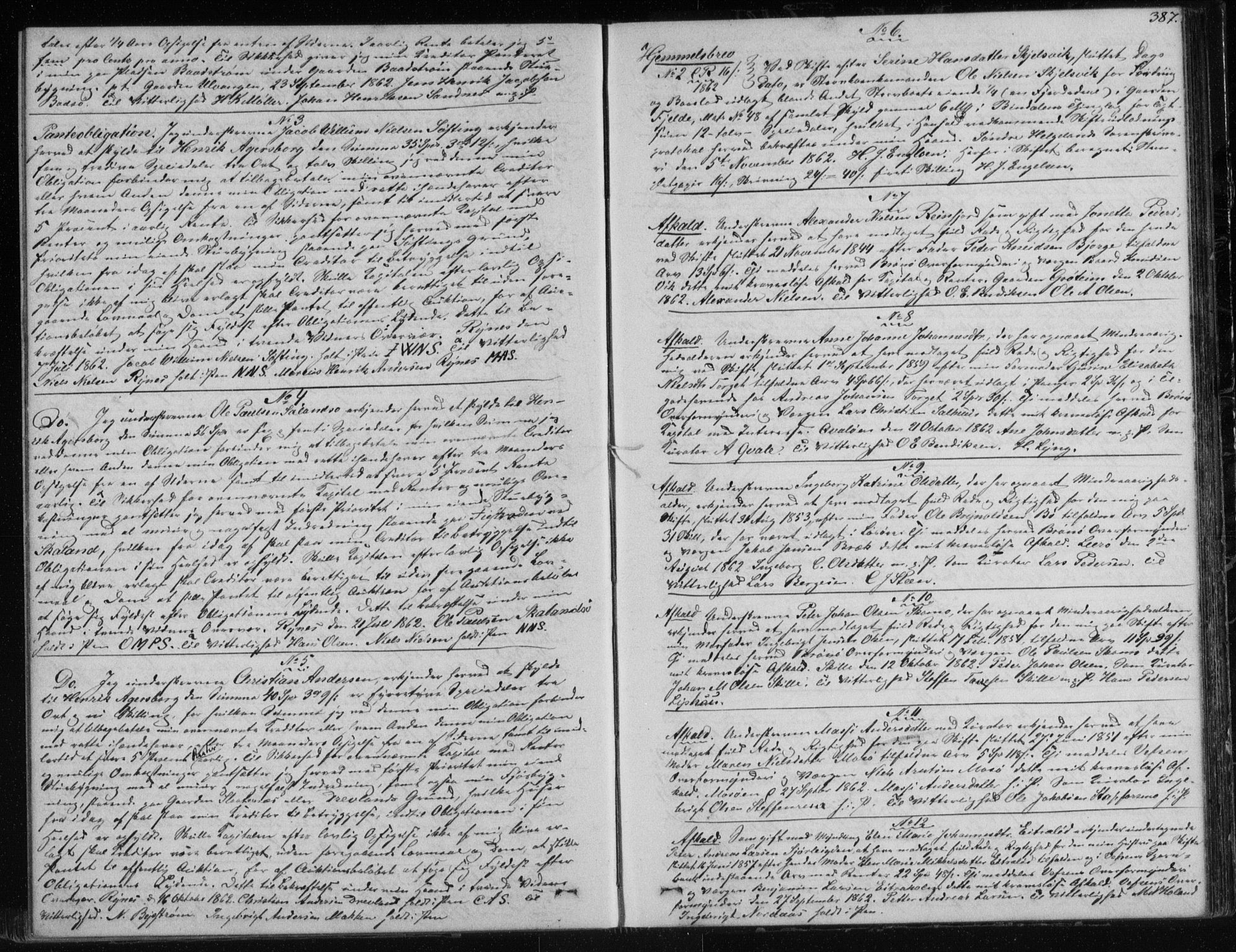 Søndre Helgeland sorenskriveri, AV/SAT-A-4575/1/2/2C/L0001: Mortgage book no. 12, 1860-1864, p. 387