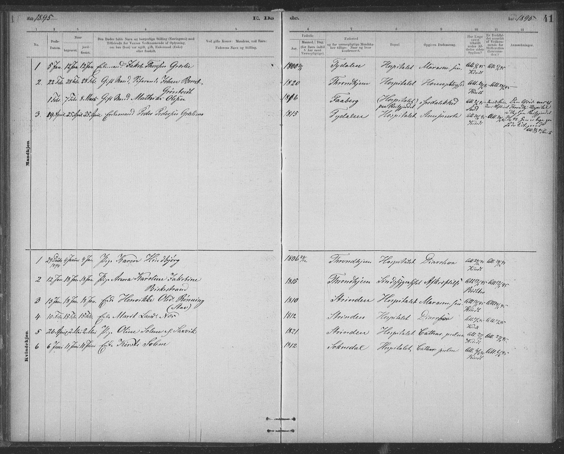 Ministerialprotokoller, klokkerbøker og fødselsregistre - Sør-Trøndelag, AV/SAT-A-1456/623/L0470: Parish register (official) no. 623A04, 1884-1938, p. 41