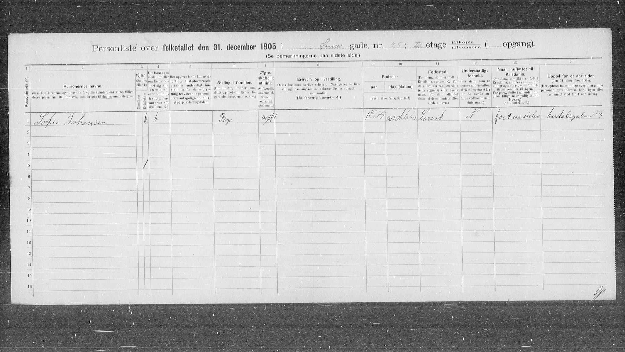 OBA, Municipal Census 1905 for Kristiania, 1905, p. 55430