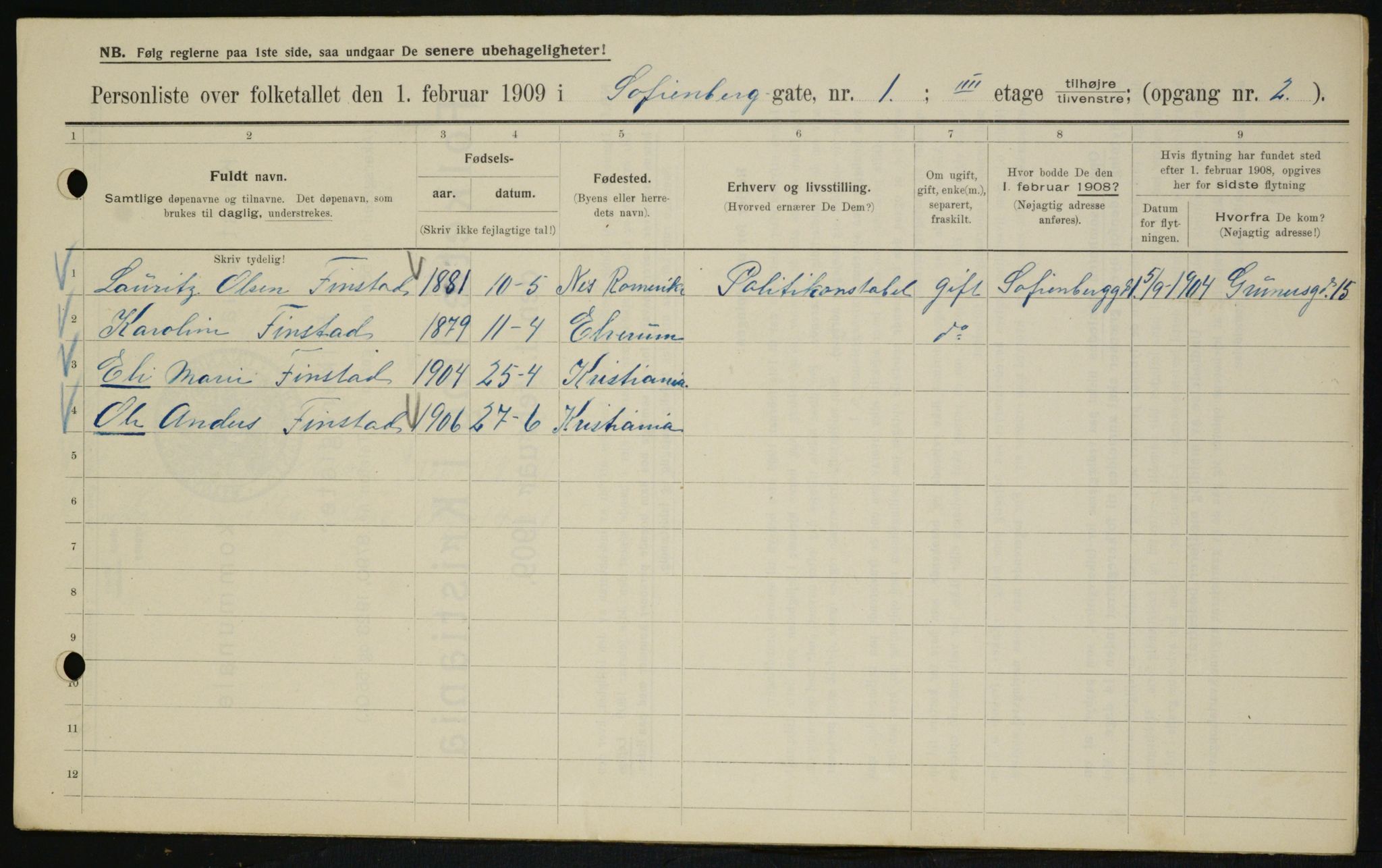 OBA, Municipal Census 1909 for Kristiania, 1909, p. 88993