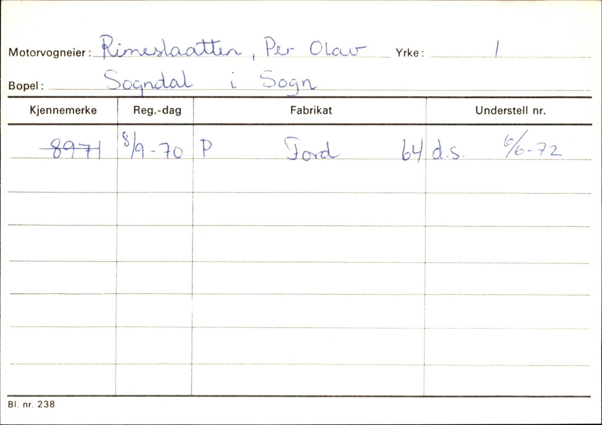 Statens vegvesen, Sogn og Fjordane vegkontor, AV/SAB-A-5301/4/F/L0124: Eigarregister Sogndal A-U, 1945-1975, p. 2034