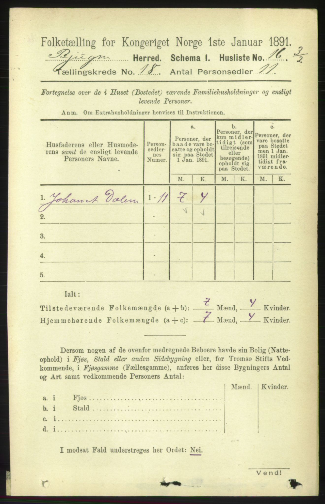 RA, 1891 census for 1627 Bjugn, 1891, p. 4916