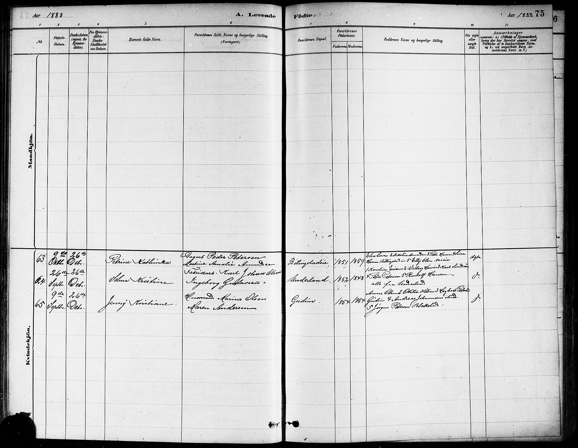 Asker prestekontor Kirkebøker, SAO/A-10256a/F/Fa/L0013: Parish register (official) no. I 13, 1879-1896, p. 75