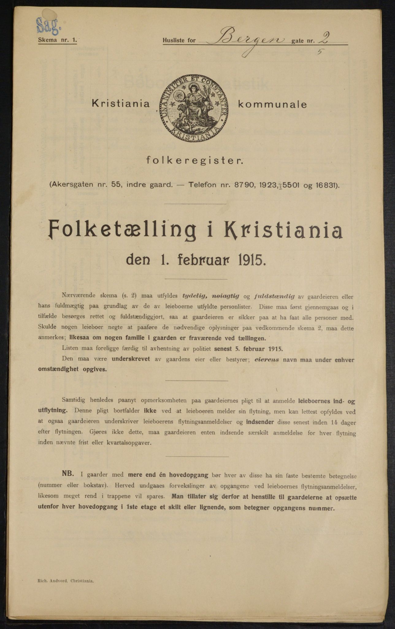 OBA, Municipal Census 1915 for Kristiania, 1915, p. 3773