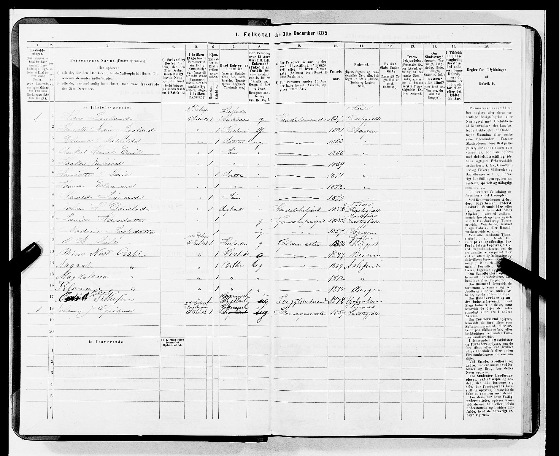 SAB, 1875 census for 1301 Bergen, 1875, p. 1163