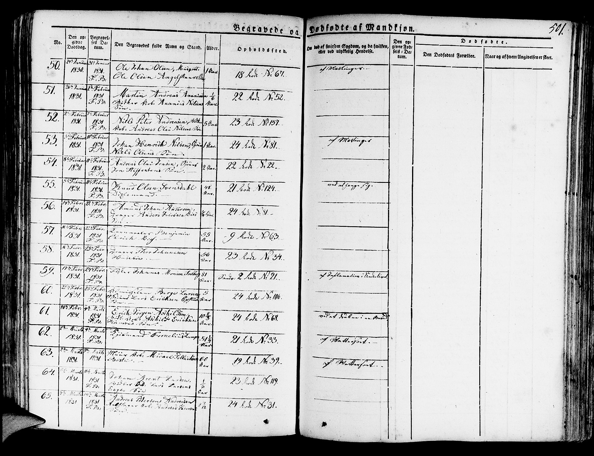 Korskirken sokneprestembete, AV/SAB-A-76101/H/Haa/L0014: Parish register (official) no. A 14, 1823-1835, p. 501