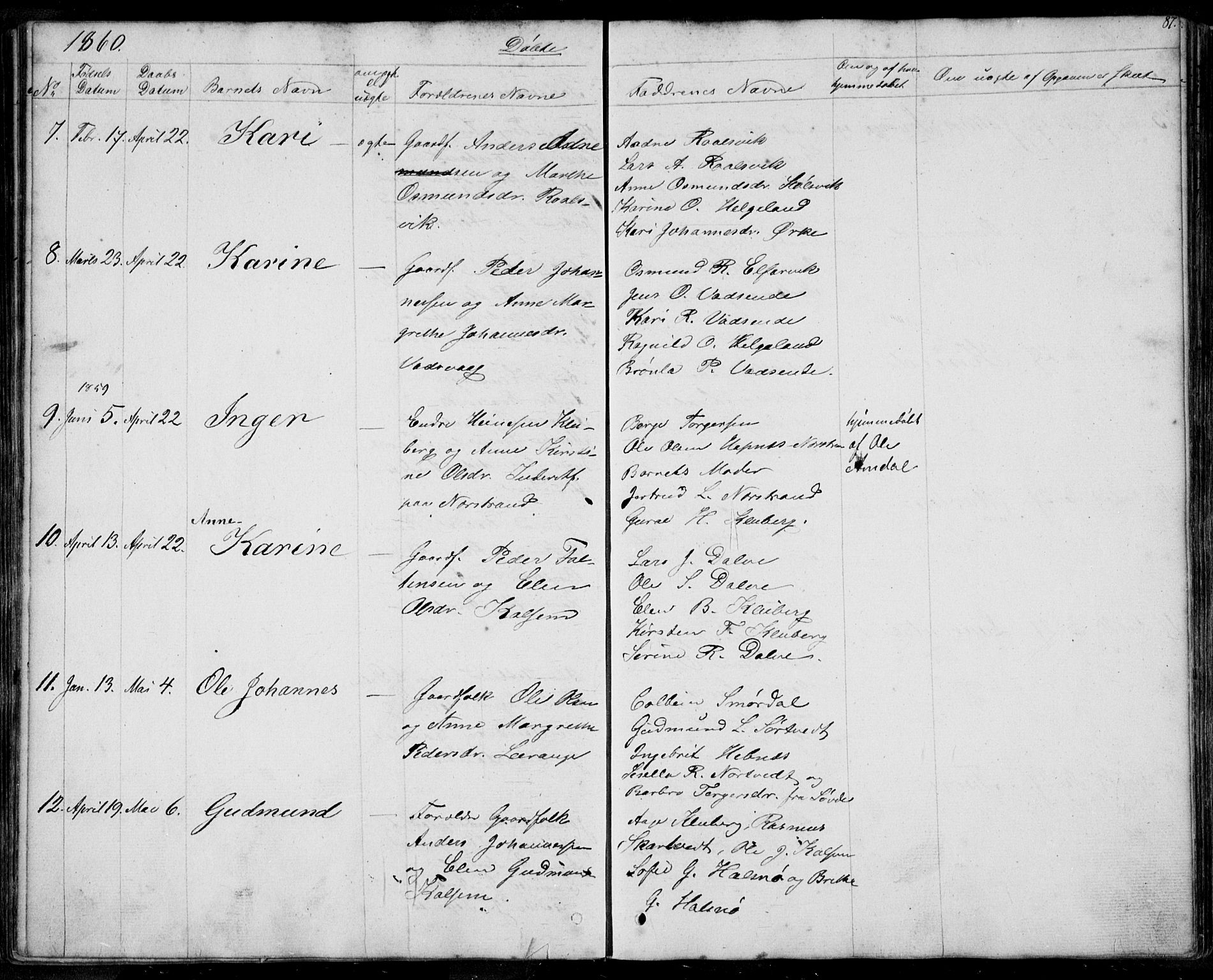 Nedstrand sokneprestkontor, AV/SAST-A-101841/01/IV: Parish register (official) no. A 8, 1839-1860, p. 87