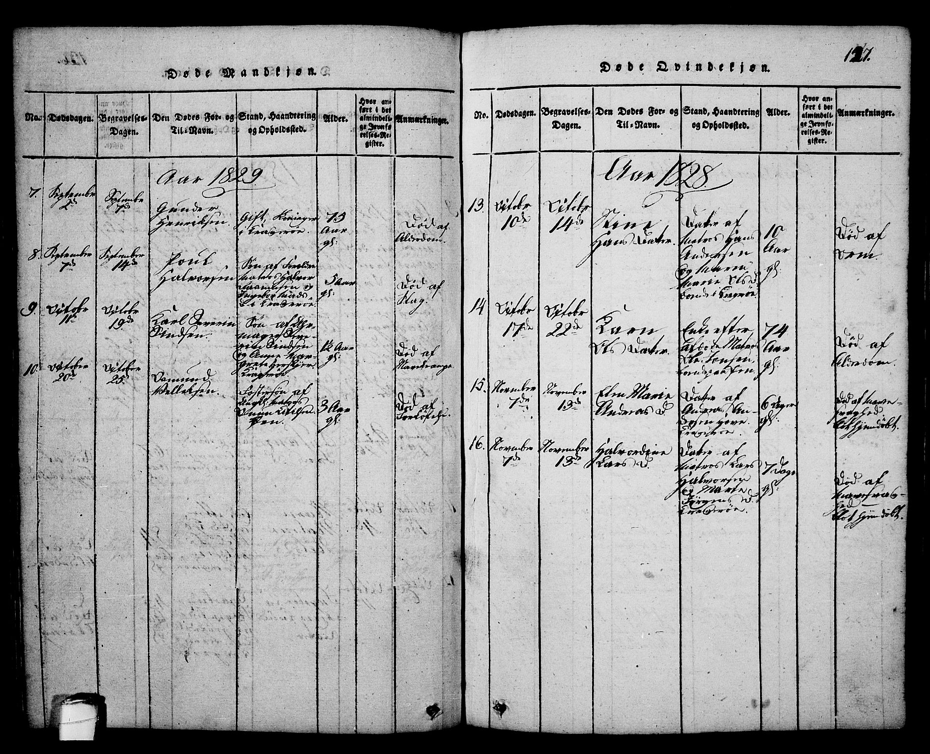Kragerø kirkebøker, SAKO/A-278/G/Ga/L0002: Parish register (copy) no. 2, 1814-1831, p. 127