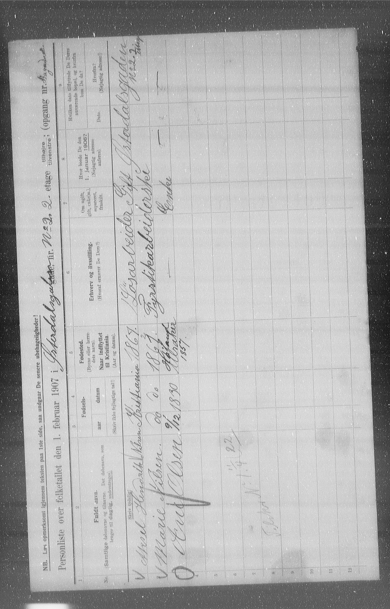 OBA, Municipal Census 1907 for Kristiania, 1907, p. 65550