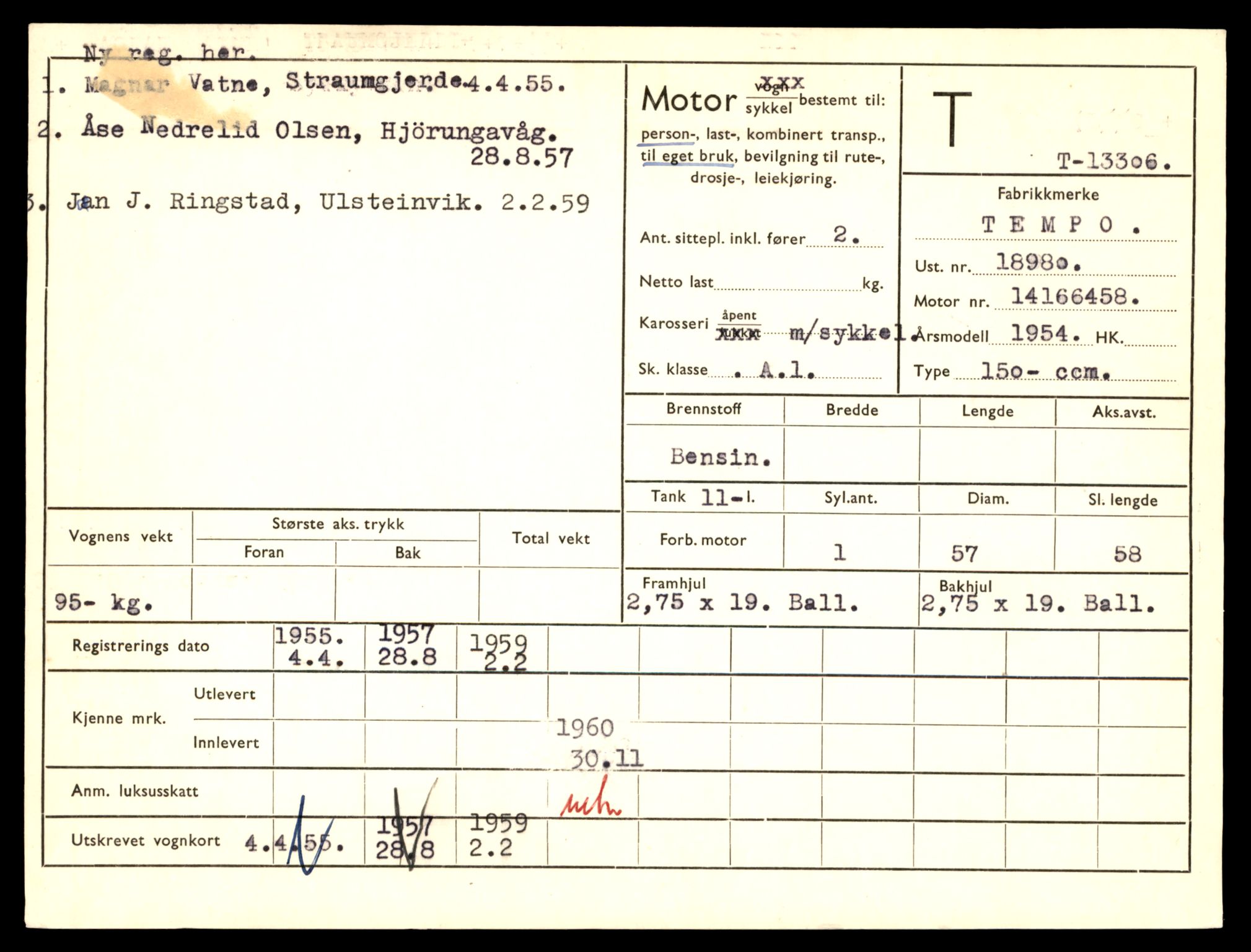 Møre og Romsdal vegkontor - Ålesund trafikkstasjon, AV/SAT-A-4099/F/Fe/L0038: Registreringskort for kjøretøy T 13180 - T 13360, 1927-1998, p. 2177