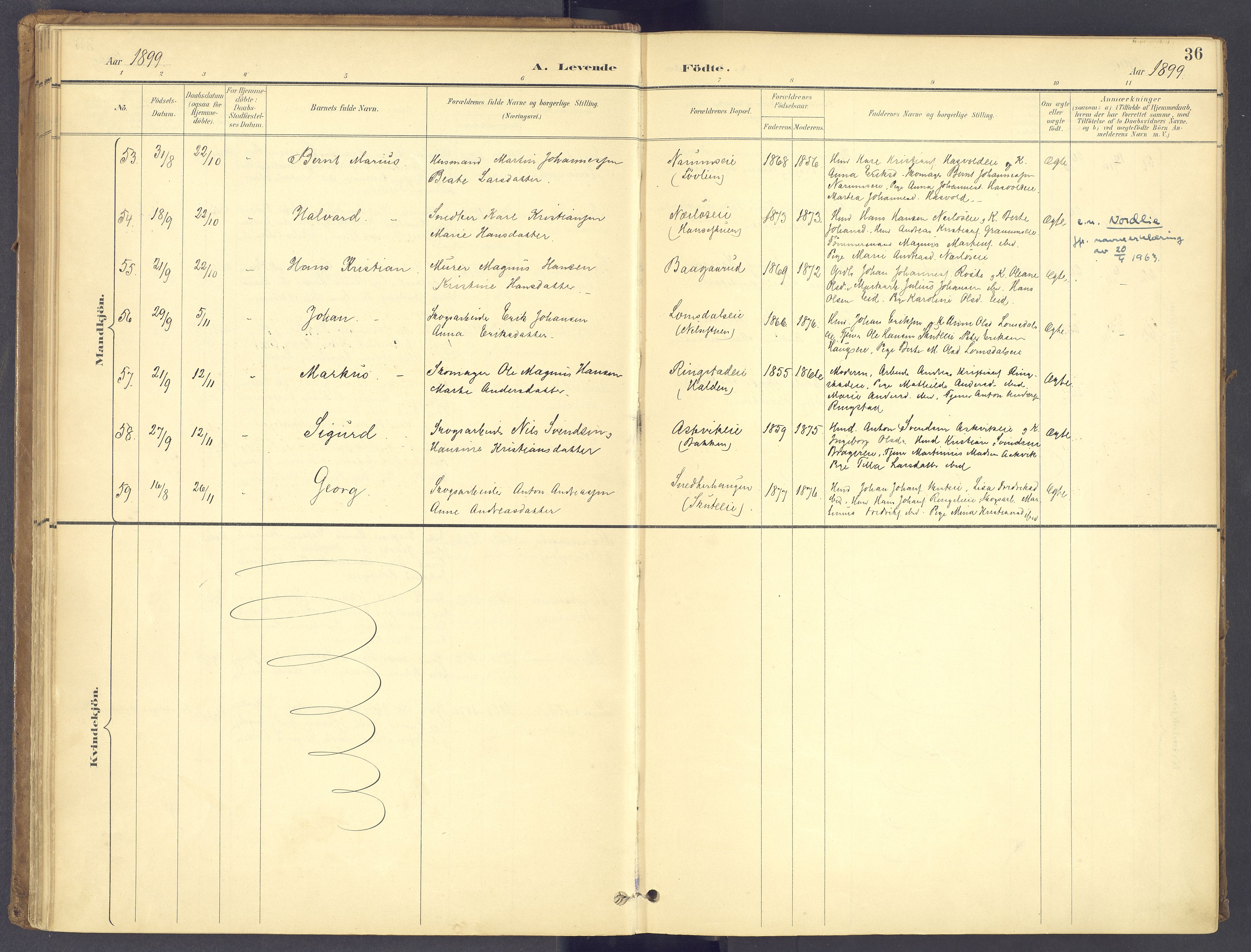 Søndre Land prestekontor, AV/SAH-PREST-122/K/L0006: Parish register (official) no. 6, 1895-1904, p. 36