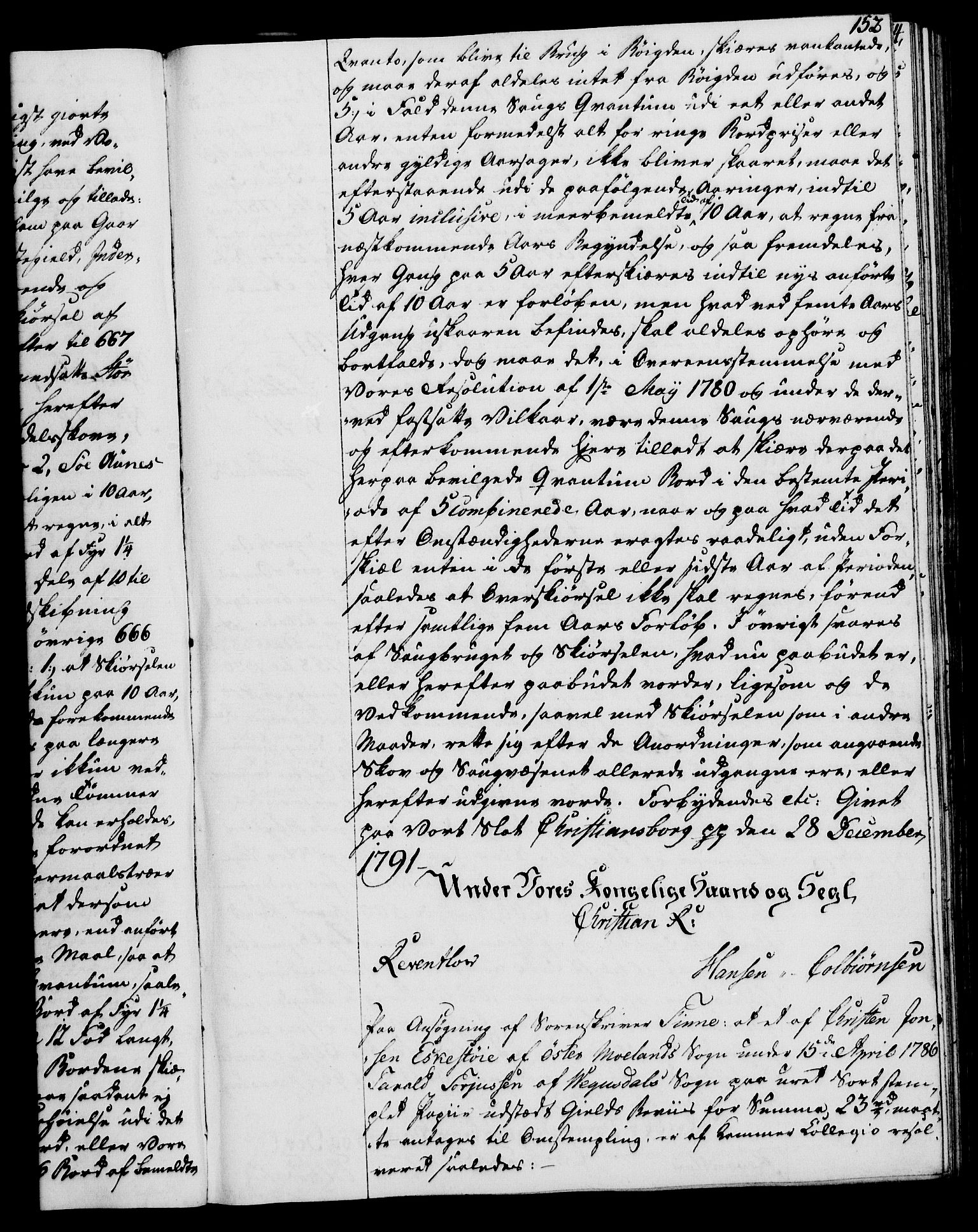 Rentekammeret, Kammerkanselliet, RA/EA-3111/G/Gg/Gga/L0015: Norsk ekspedisjonsprotokoll med register (merket RK 53.15), 1790-1791, p. 152