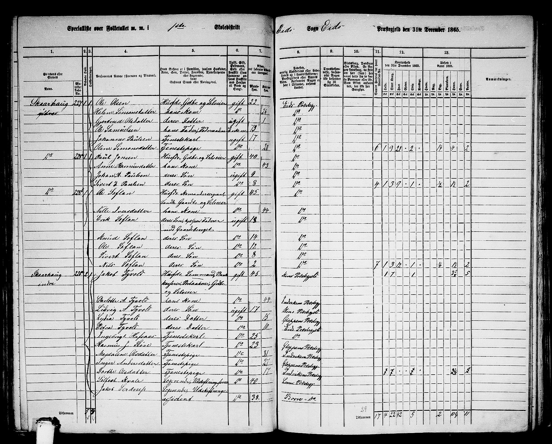 RA, 1865 census for Eid, 1865, p. 166