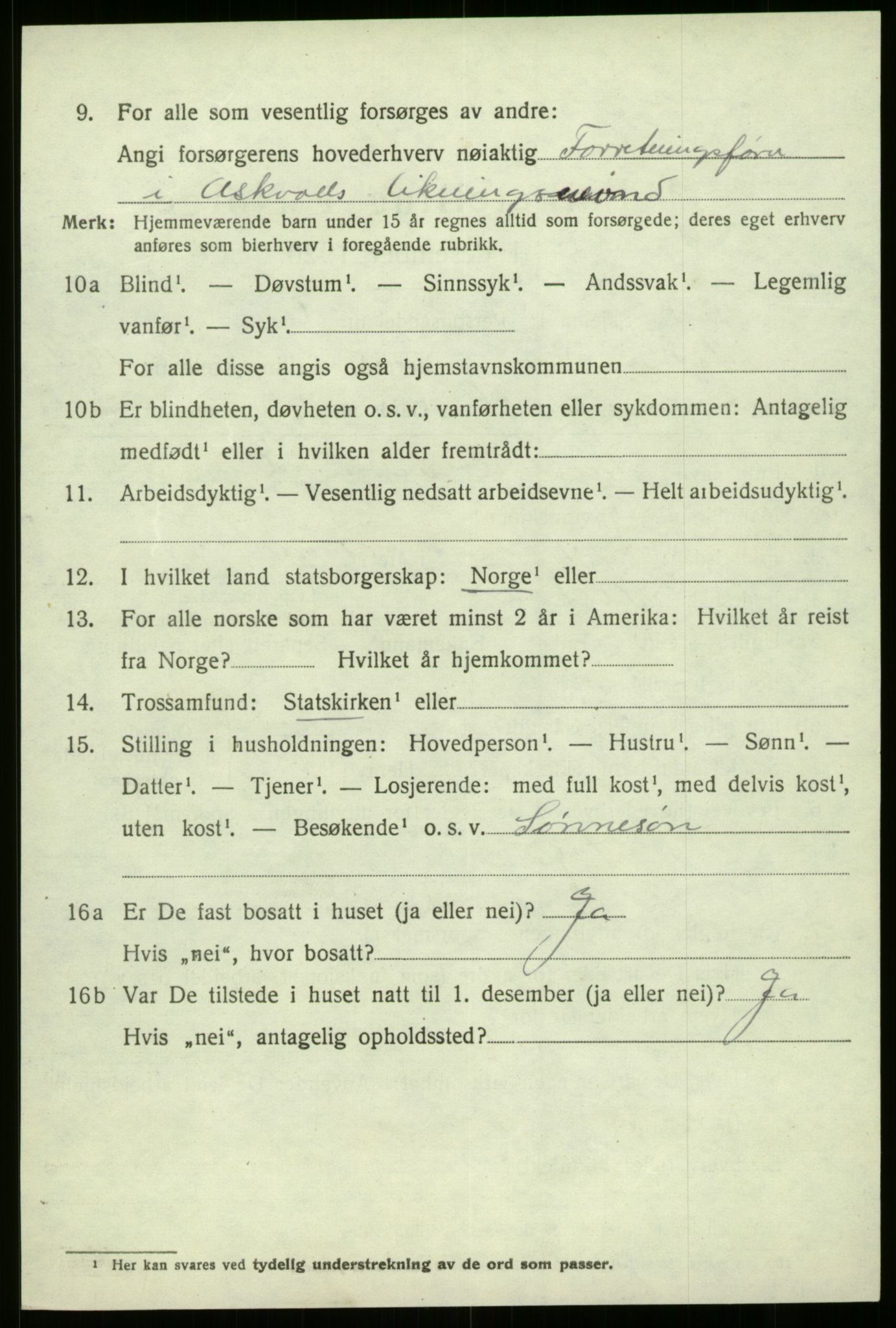 SAB, 1920 census for Askvoll, 1920, p. 4387