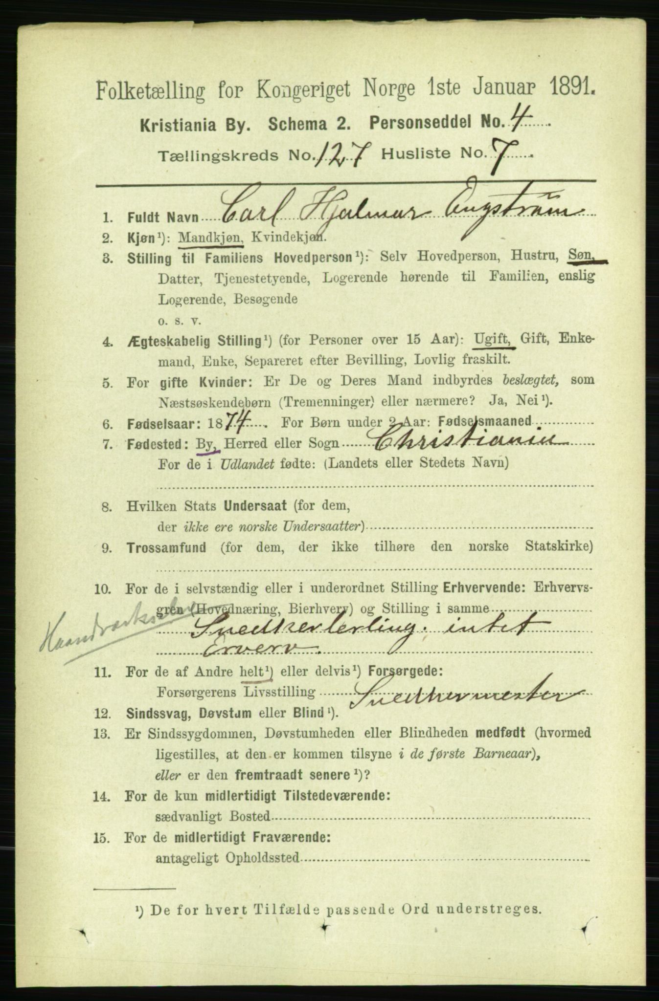 RA, 1891 census for 0301 Kristiania, 1891, p. 68058