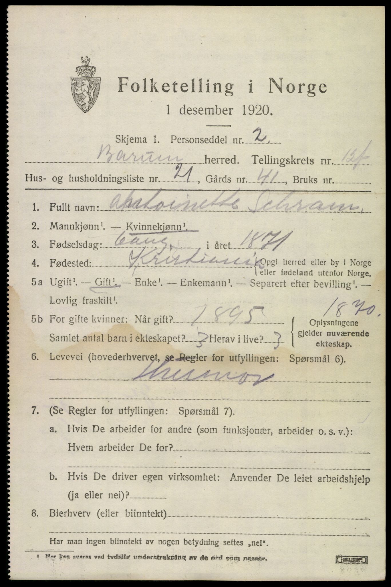 SAO, 1920 census for Bærum, 1920, p. 32930