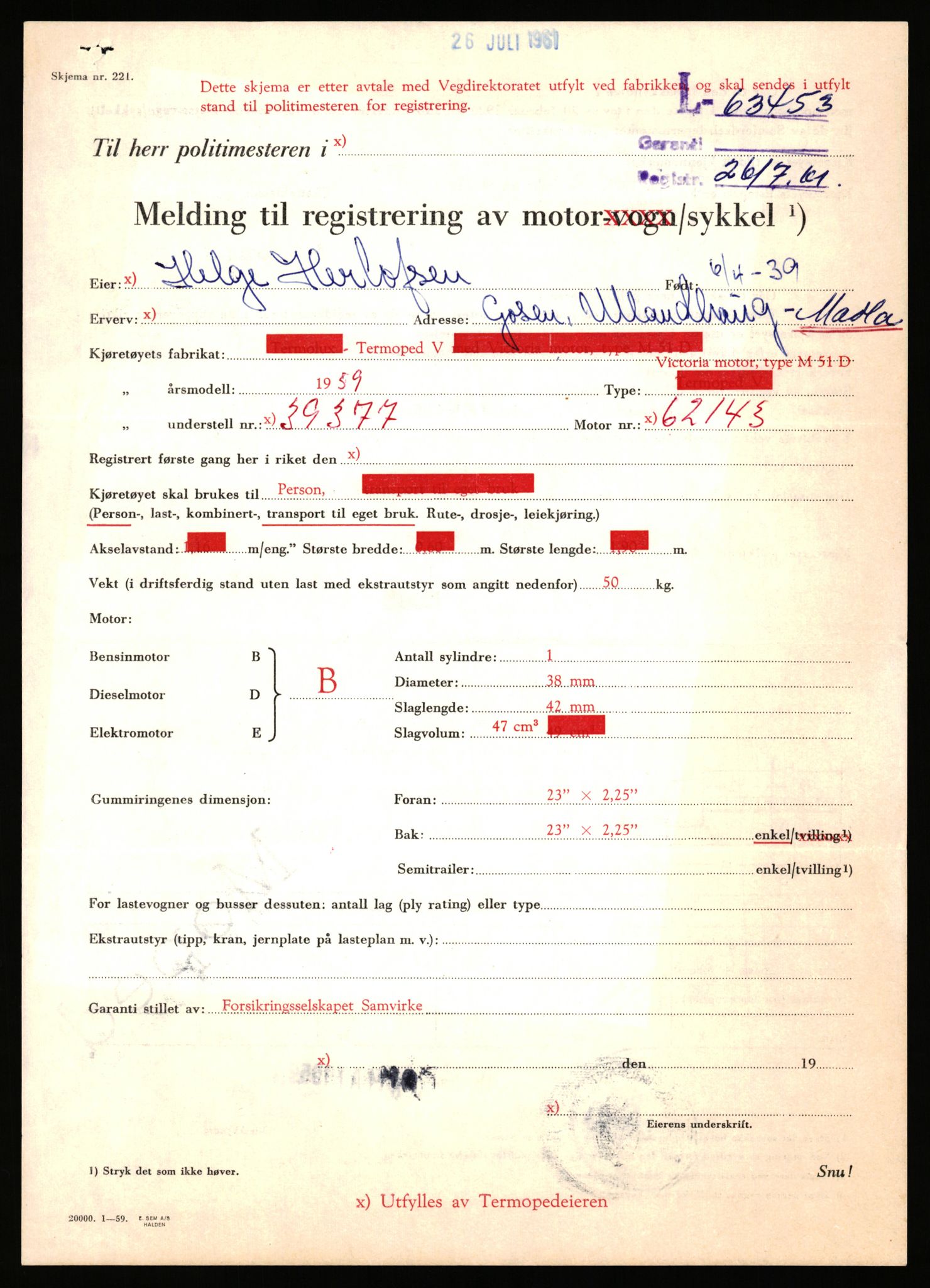 Stavanger trafikkstasjon, AV/SAST-A-101942/0/F/L0063: L-62700 - L-63799, 1930-1971, p. 1961