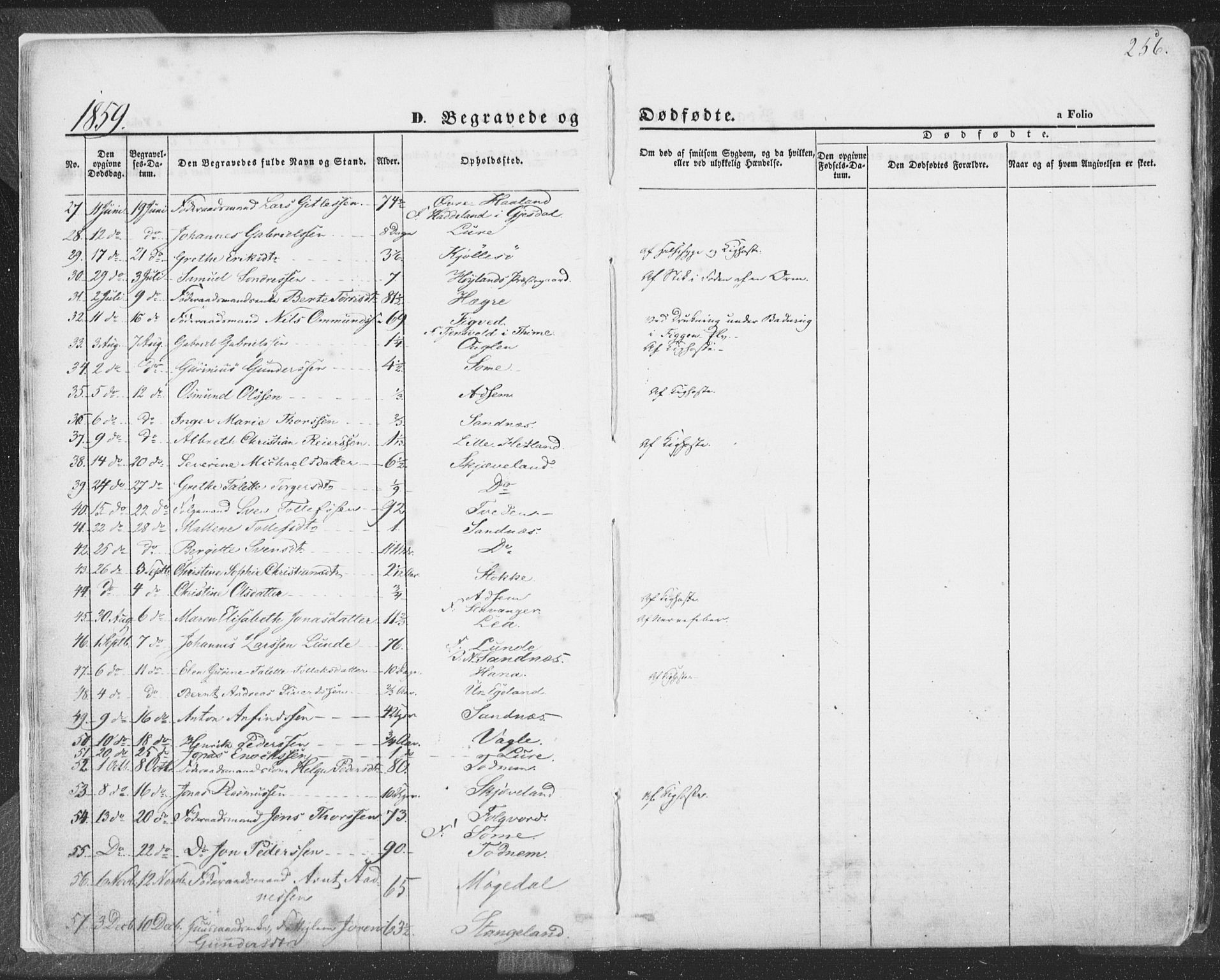 Høyland sokneprestkontor, SAST/A-101799/001/30BA/L0009: Parish register (official) no. A 9.2, 1857-1877, p. 256