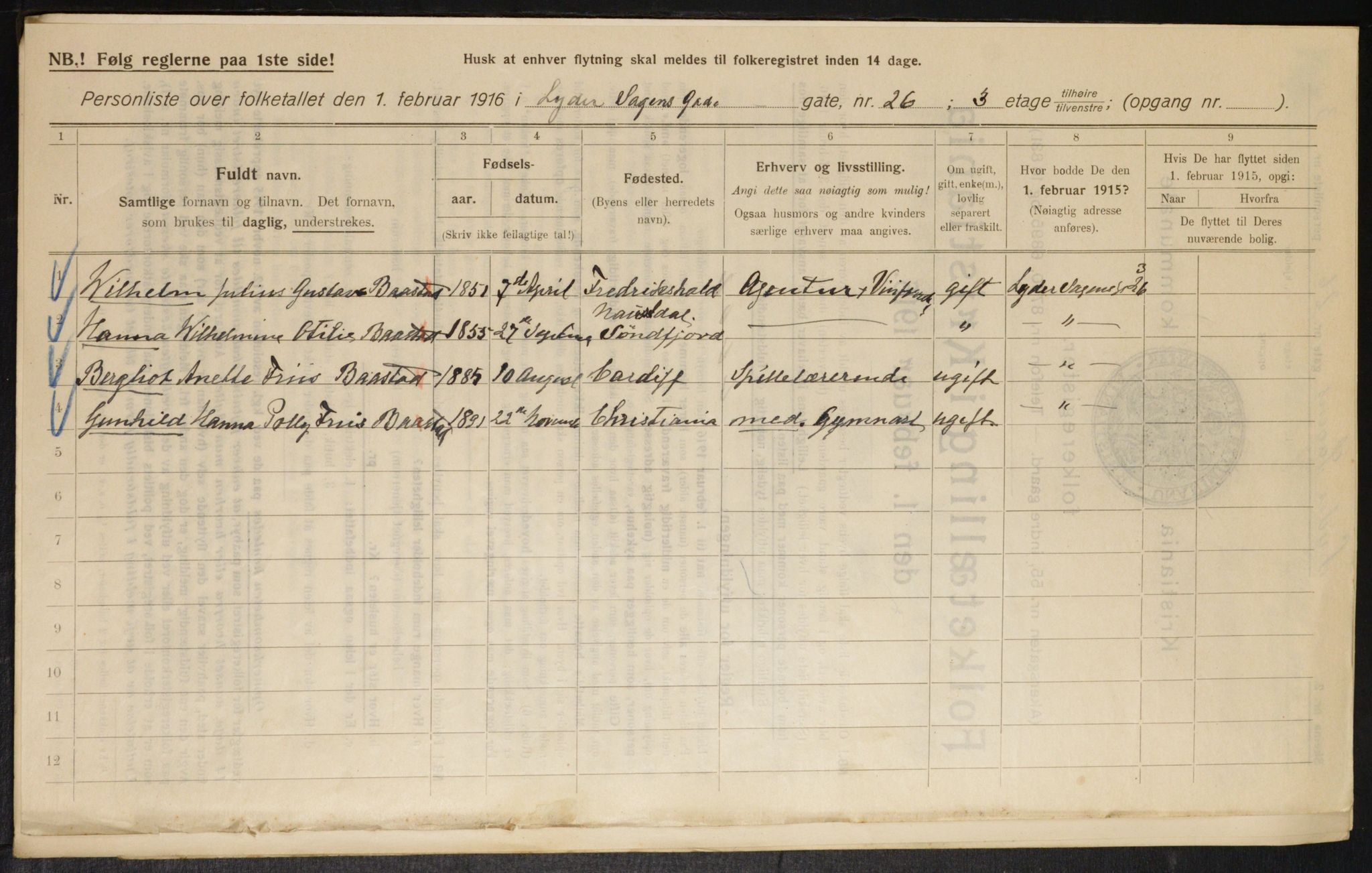 OBA, Municipal Census 1916 for Kristiania, 1916, p. 59859