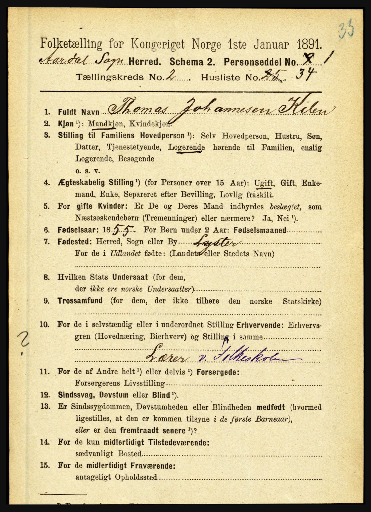 RA, 1891 census for 1424 Årdal, 1891, p. 362