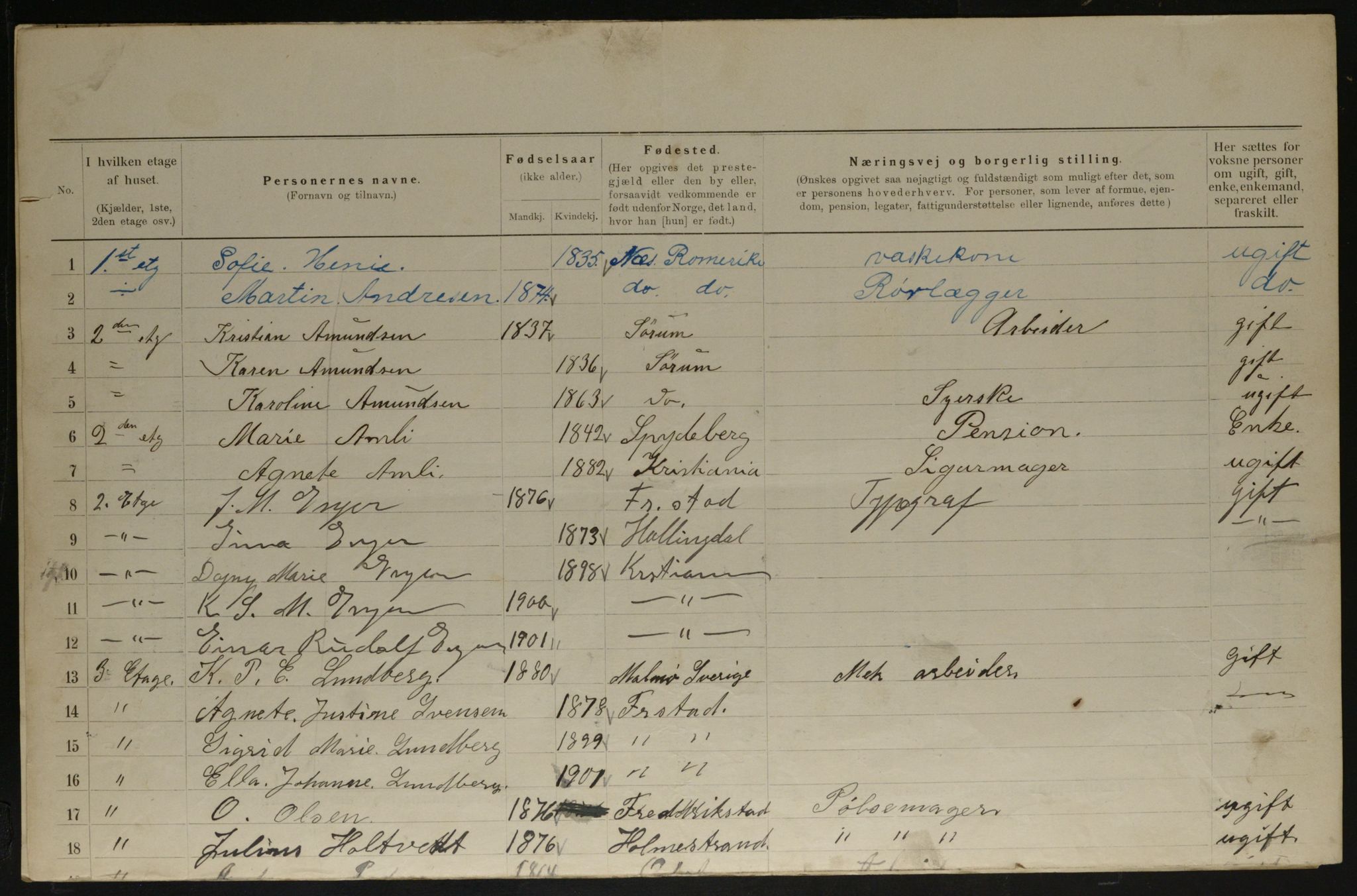 OBA, Municipal Census 1901 for Kristiania, 1901, p. 7809