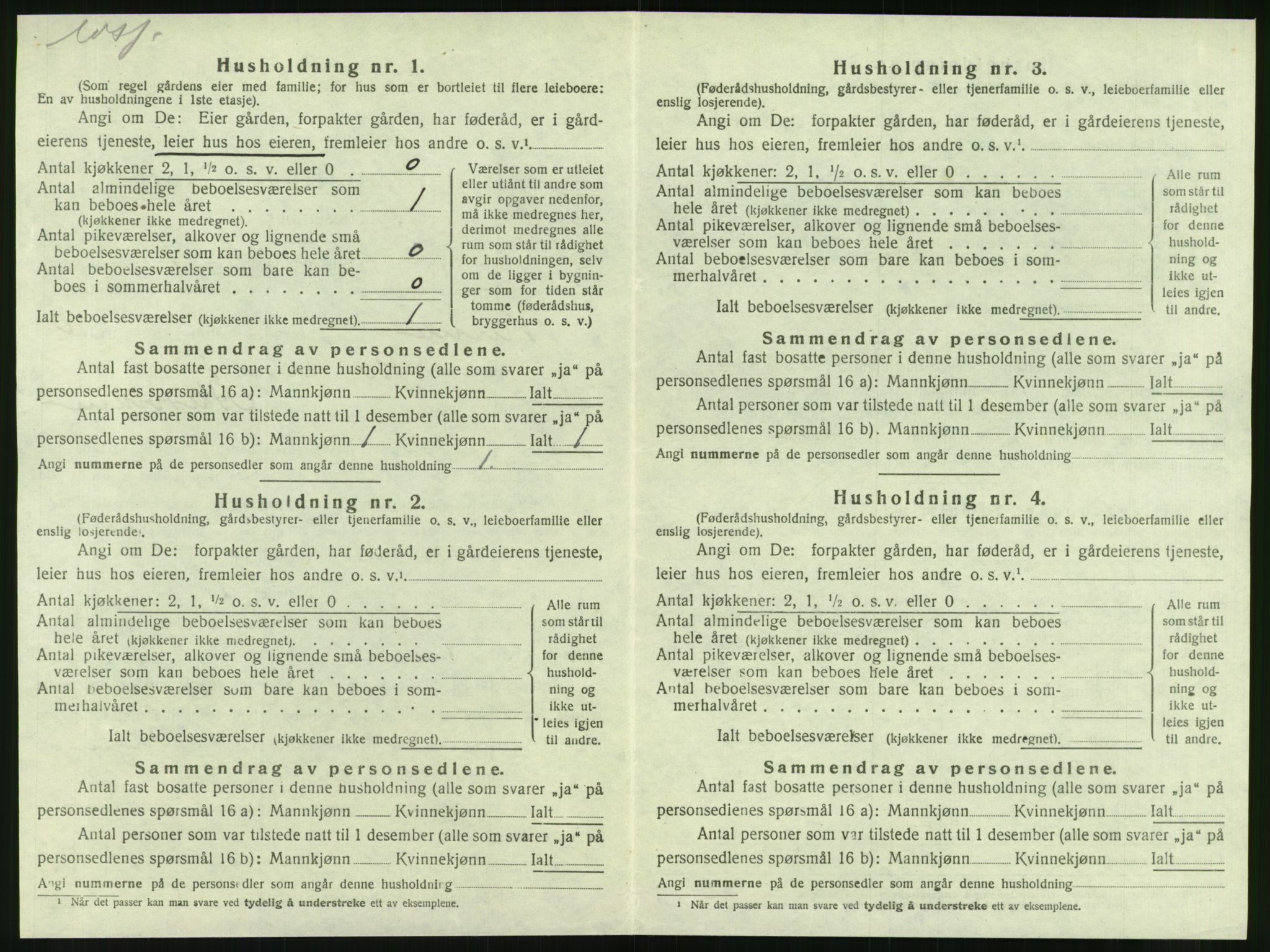 SAT, 1920 census for Nesna, 1920, p. 1190