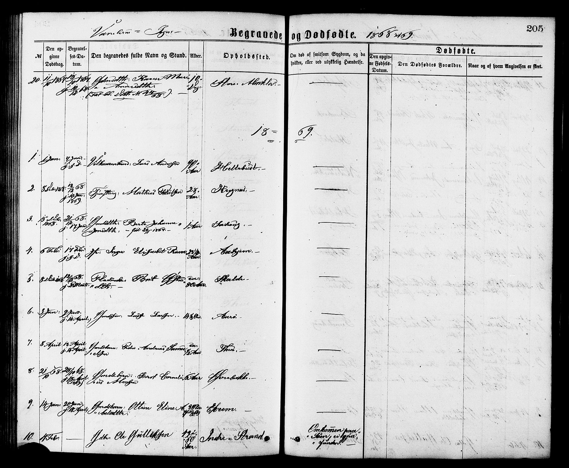 Ministerialprotokoller, klokkerbøker og fødselsregistre - Møre og Romsdal, AV/SAT-A-1454/501/L0007: Parish register (official) no. 501A07, 1868-1884, p. 205