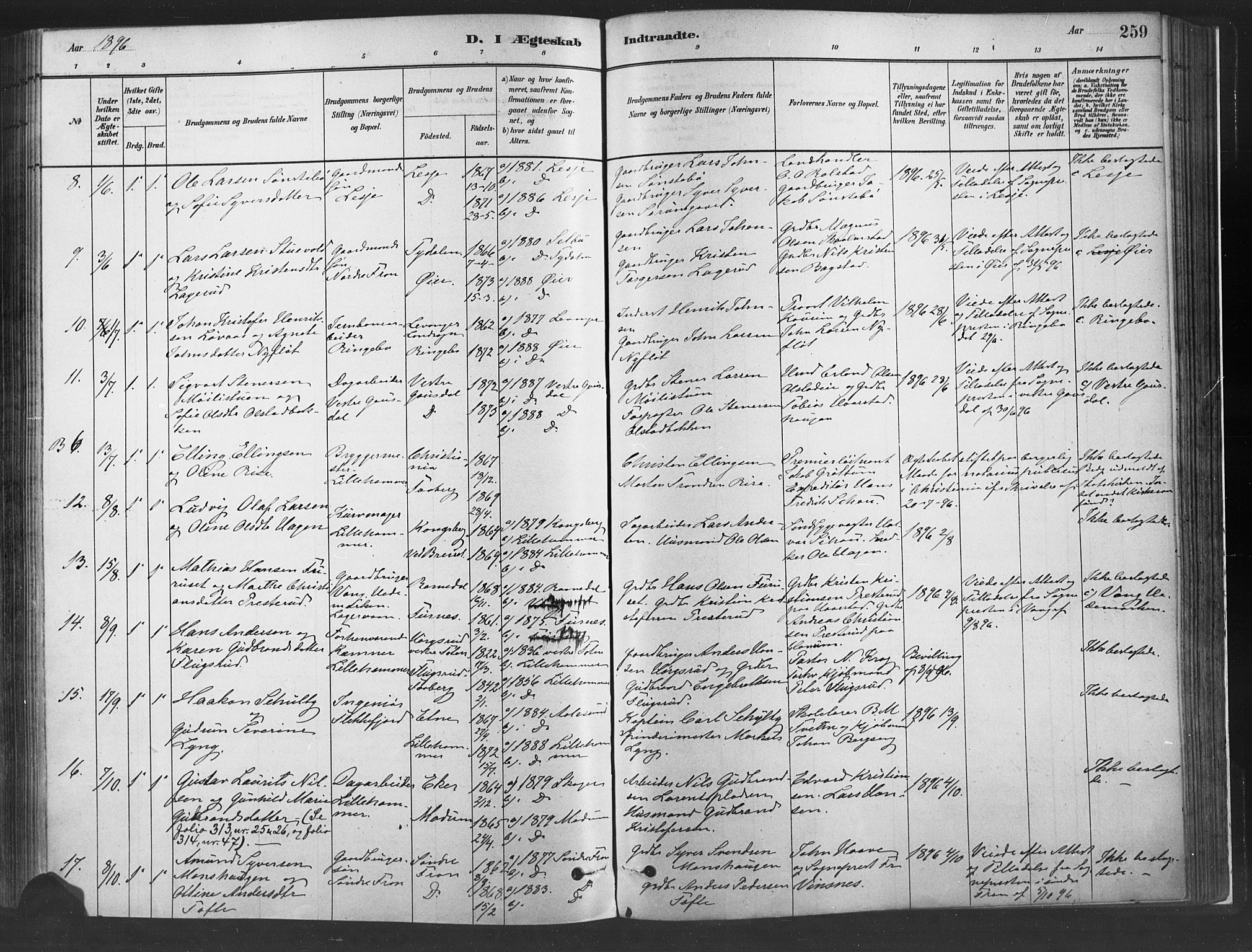 Fåberg prestekontor, SAH/PREST-086/H/Ha/Haa/L0010: Parish register (official) no. 10, 1879-1900, p. 259