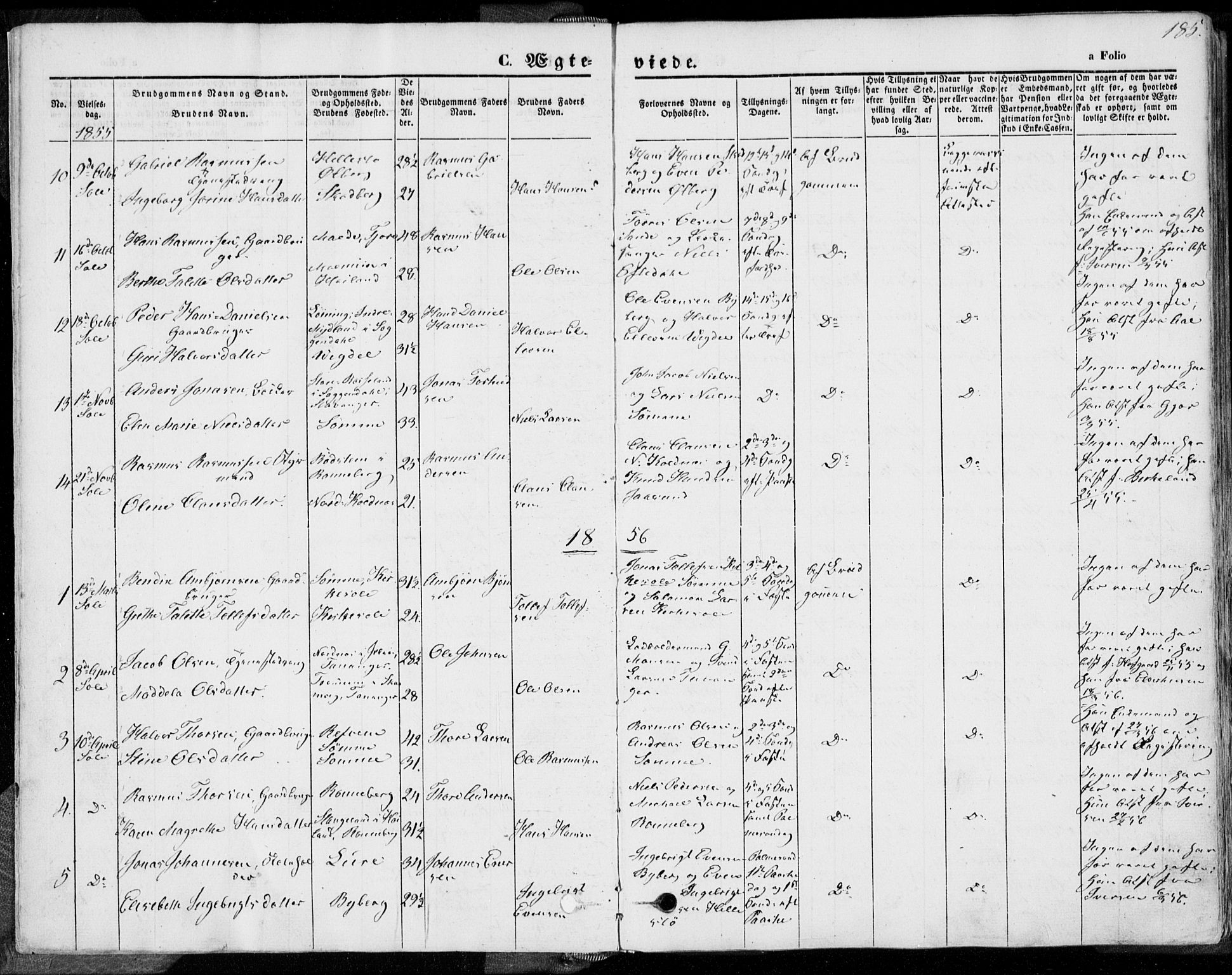 Håland sokneprestkontor, SAST/A-101802/001/30BA/L0008: Parish register (official) no. A 7.2, 1854-1870, p. 185