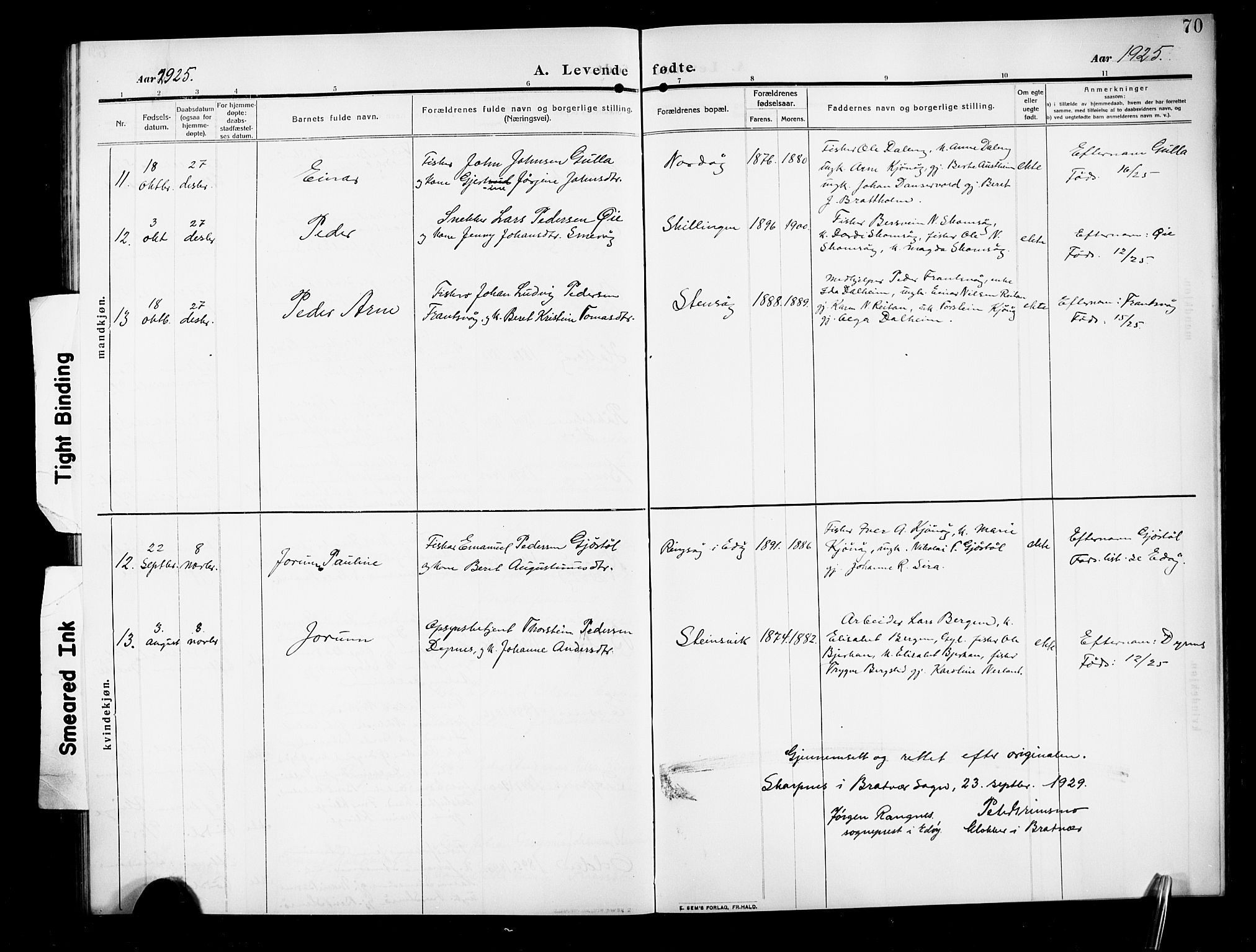 Ministerialprotokoller, klokkerbøker og fødselsregistre - Møre og Romsdal, AV/SAT-A-1454/582/L0949: Parish register (copy) no. 582C01, 1909-1925, p. 70