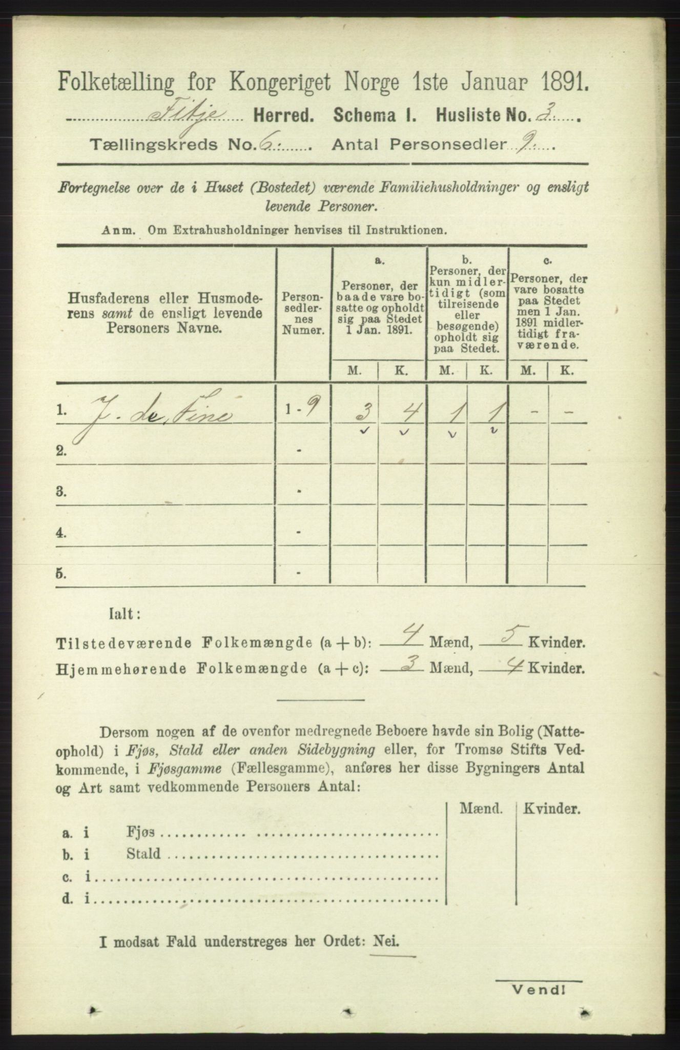 RA, 1891 census for 1222 Fitjar, 1891, p. 2320