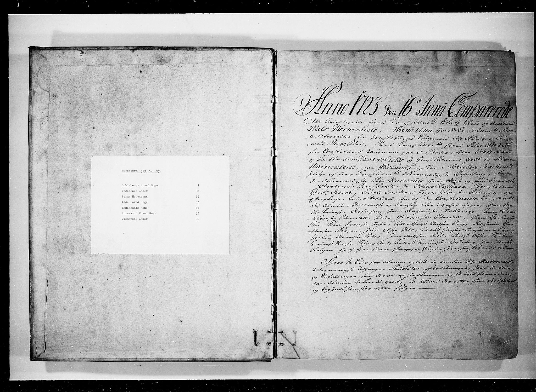 Rentekammeret inntil 1814, Realistisk ordnet avdeling, RA/EA-4070/N/Nb/Nbf/L0097: Idd og Marker eksaminasjonsprotokoll, 1723