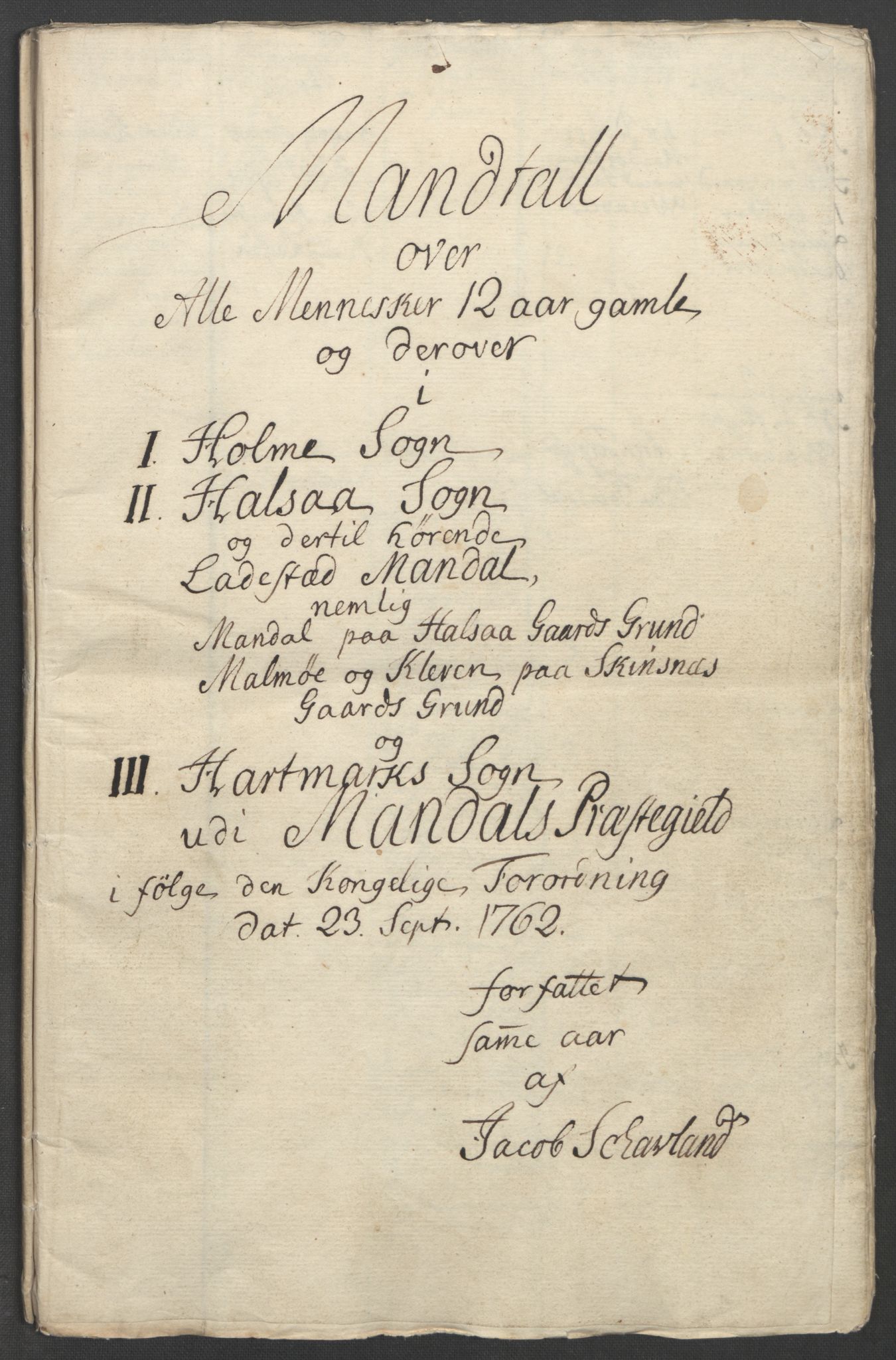 Rentekammeret inntil 1814, Reviderte regnskaper, Fogderegnskap, RA/EA-4092/R45/L2704: Ekstraskatten Lista og Mandal, 1762-1768, p. 23