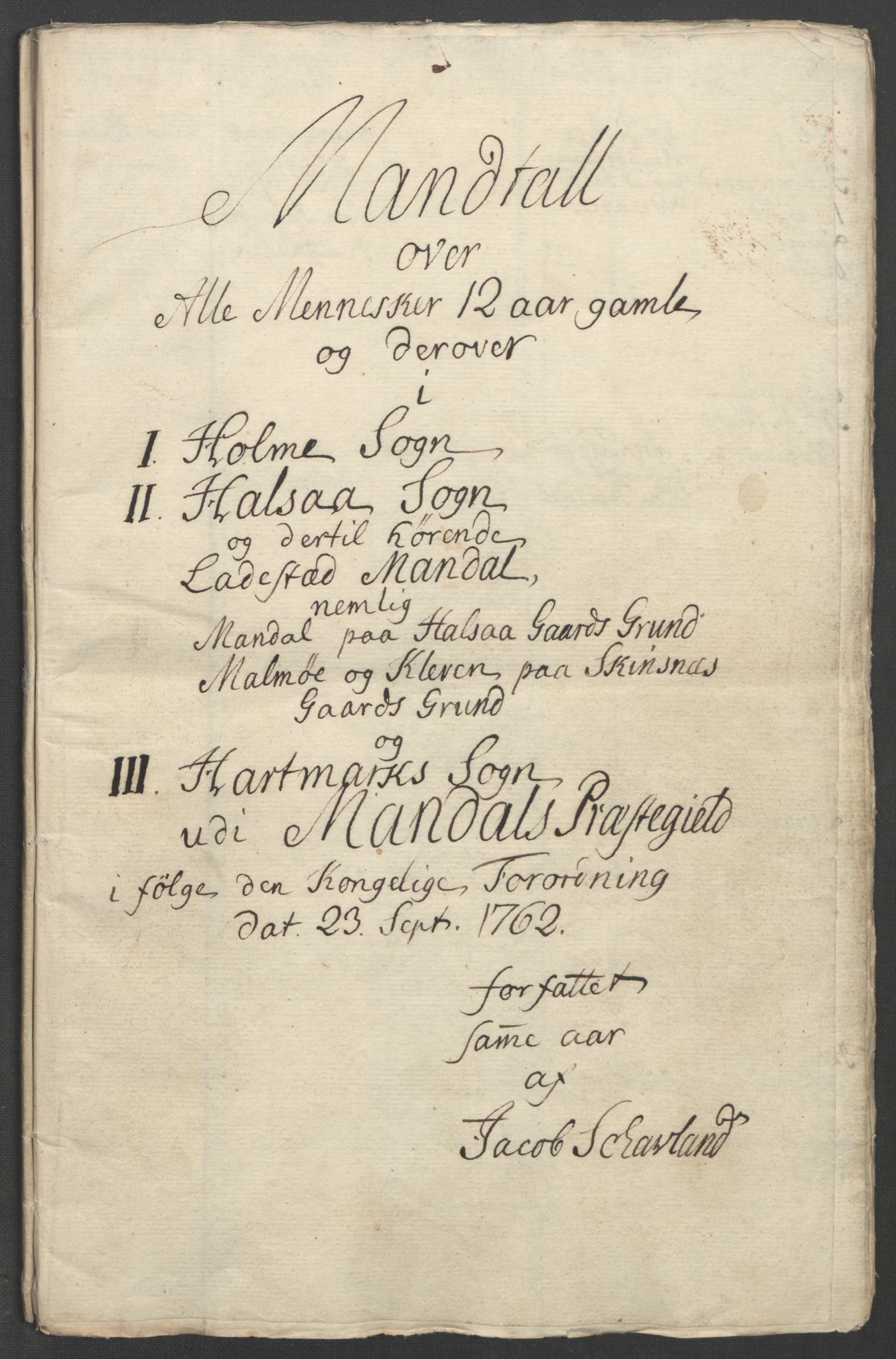 Rentekammeret inntil 1814, Reviderte regnskaper, Fogderegnskap, AV/RA-EA-4092/R45/L2704: Ekstraskatten Lista og Mandal, 1762-1768, p. 23