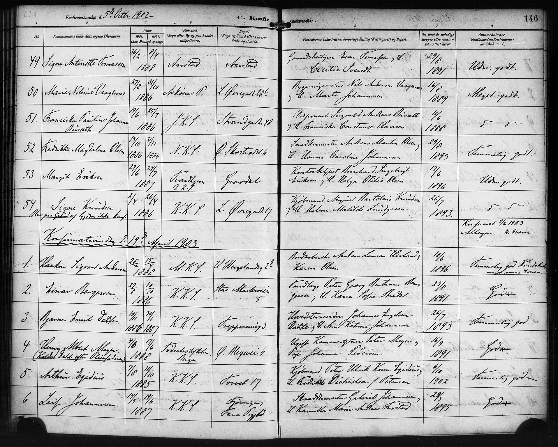 Korskirken sokneprestembete, SAB/A-76101/H/Haa/L0030: Parish register (official) no. C 6, 1893-1906, p. 146