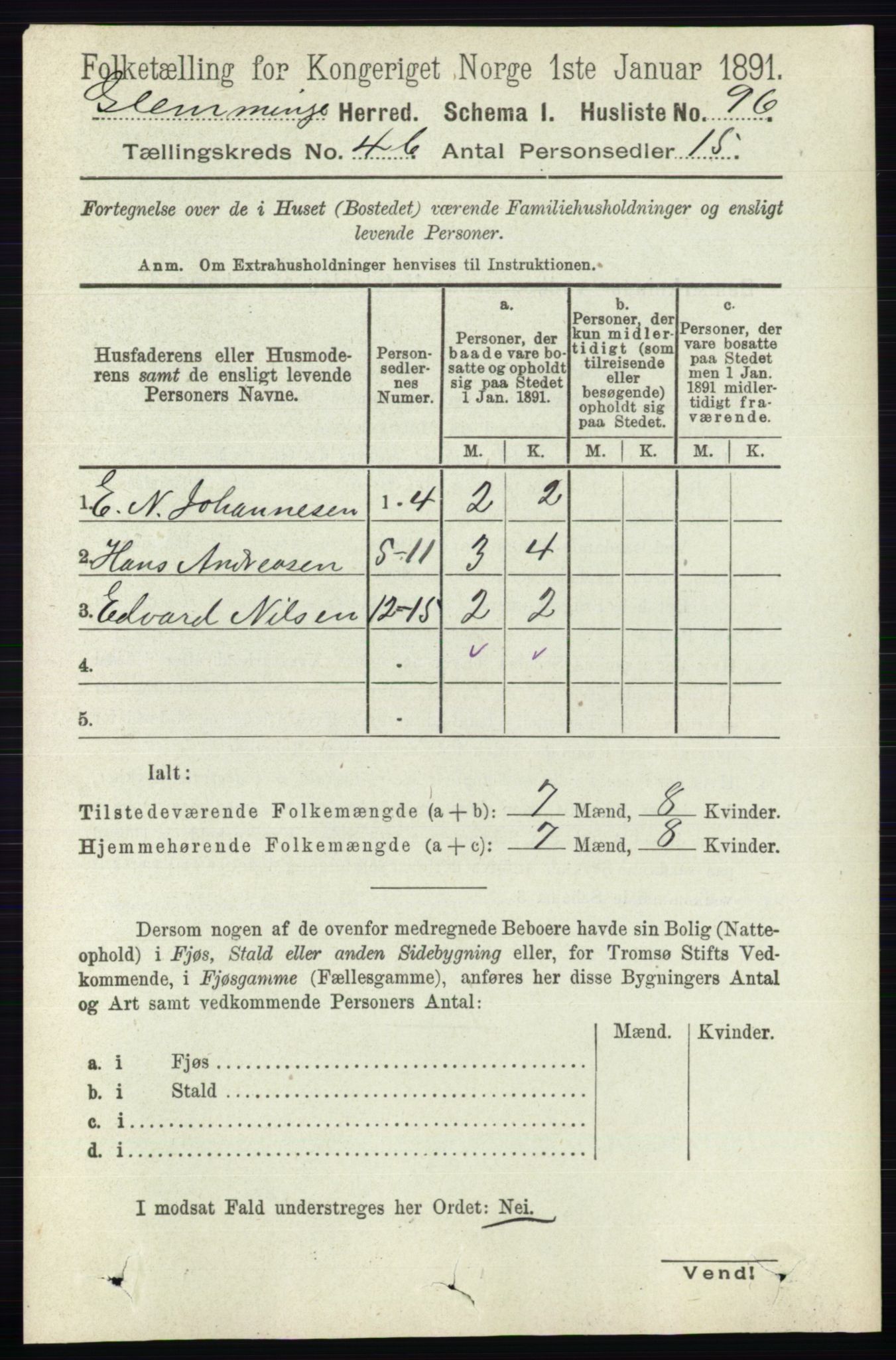 RA, 1891 census for 0132 Glemmen, 1891, p. 4829