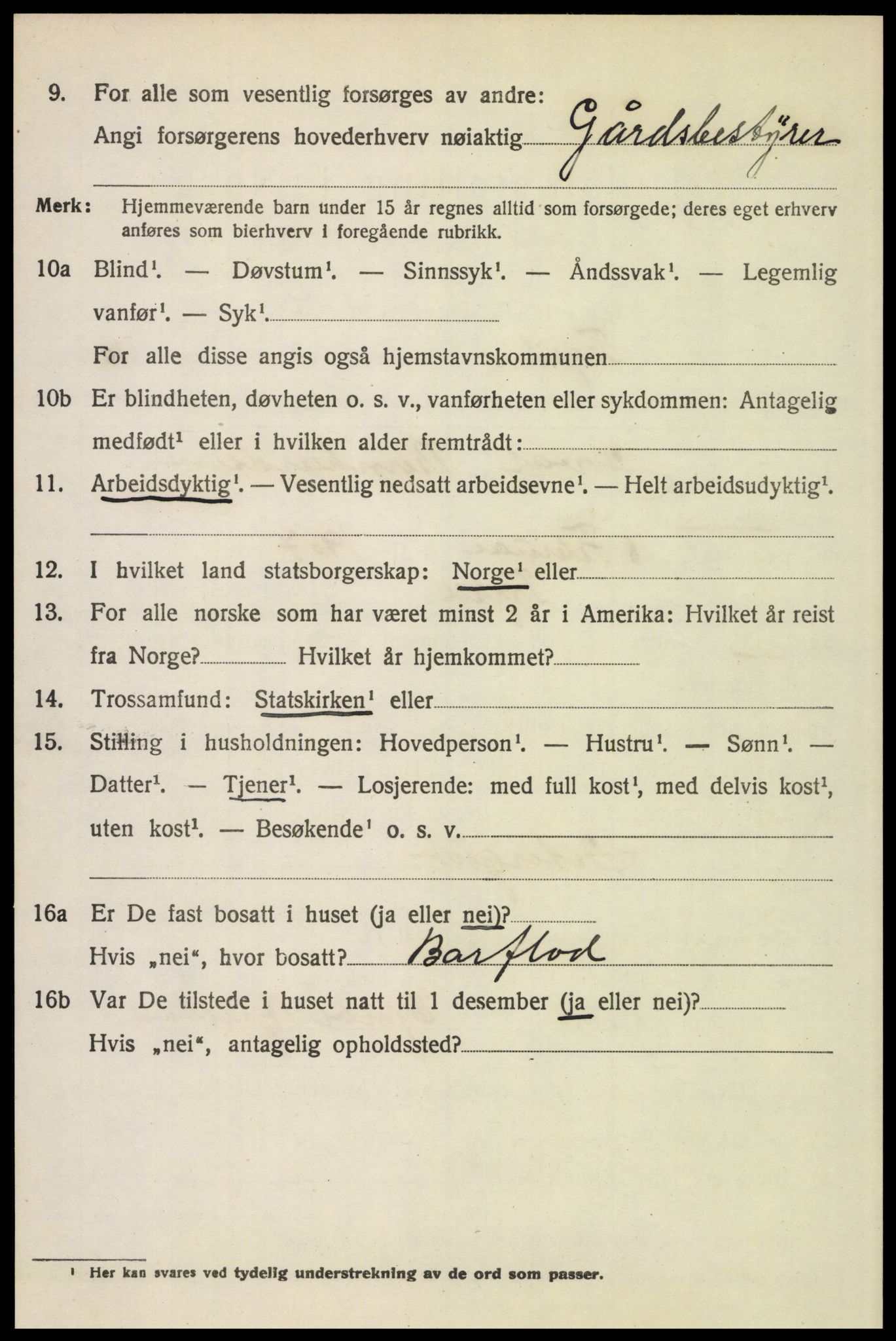 SAH, 1920 census for Trysil, 1920, p. 6918