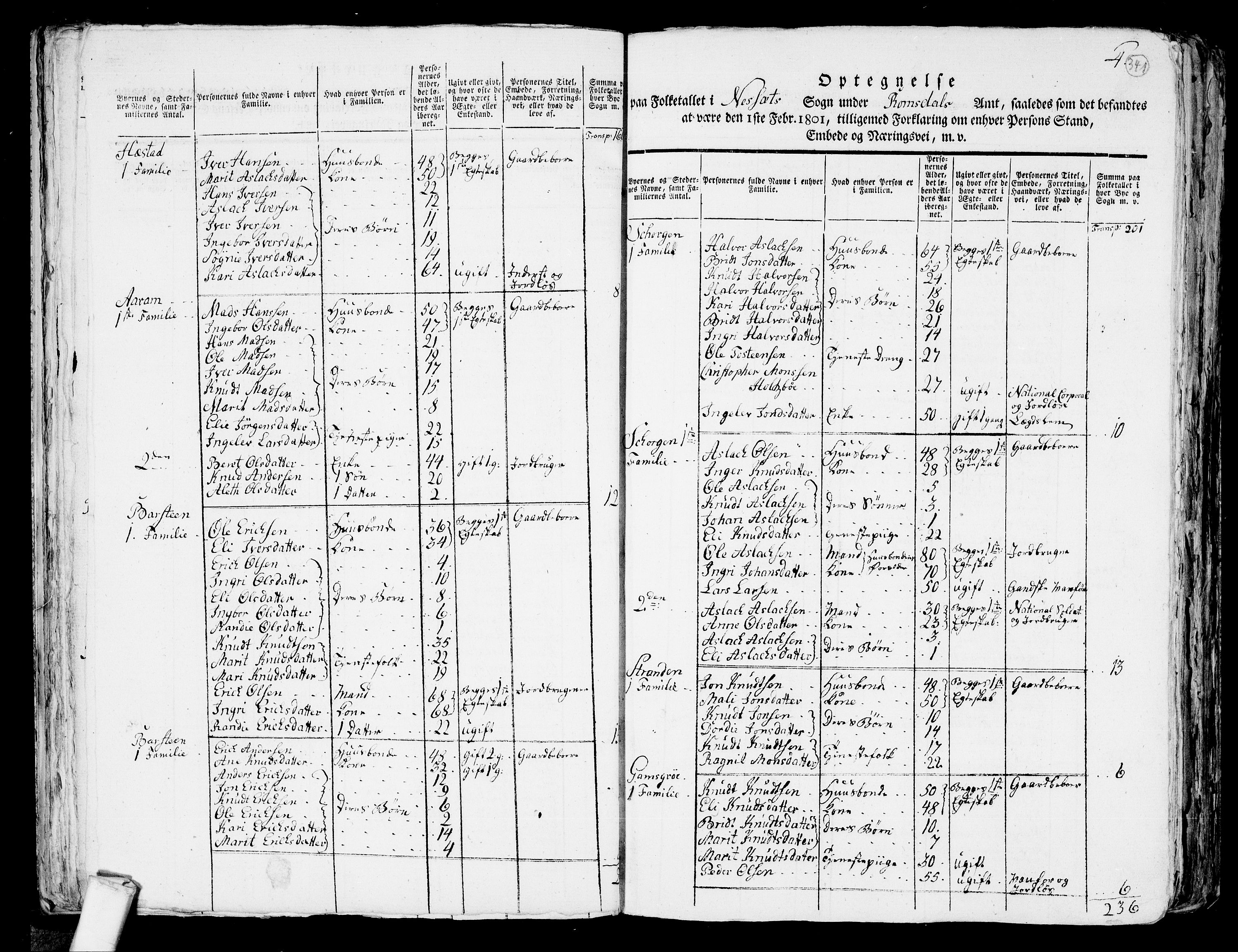RA, 1801 census for 1543P Nesset, 1801, p. 340b-341a