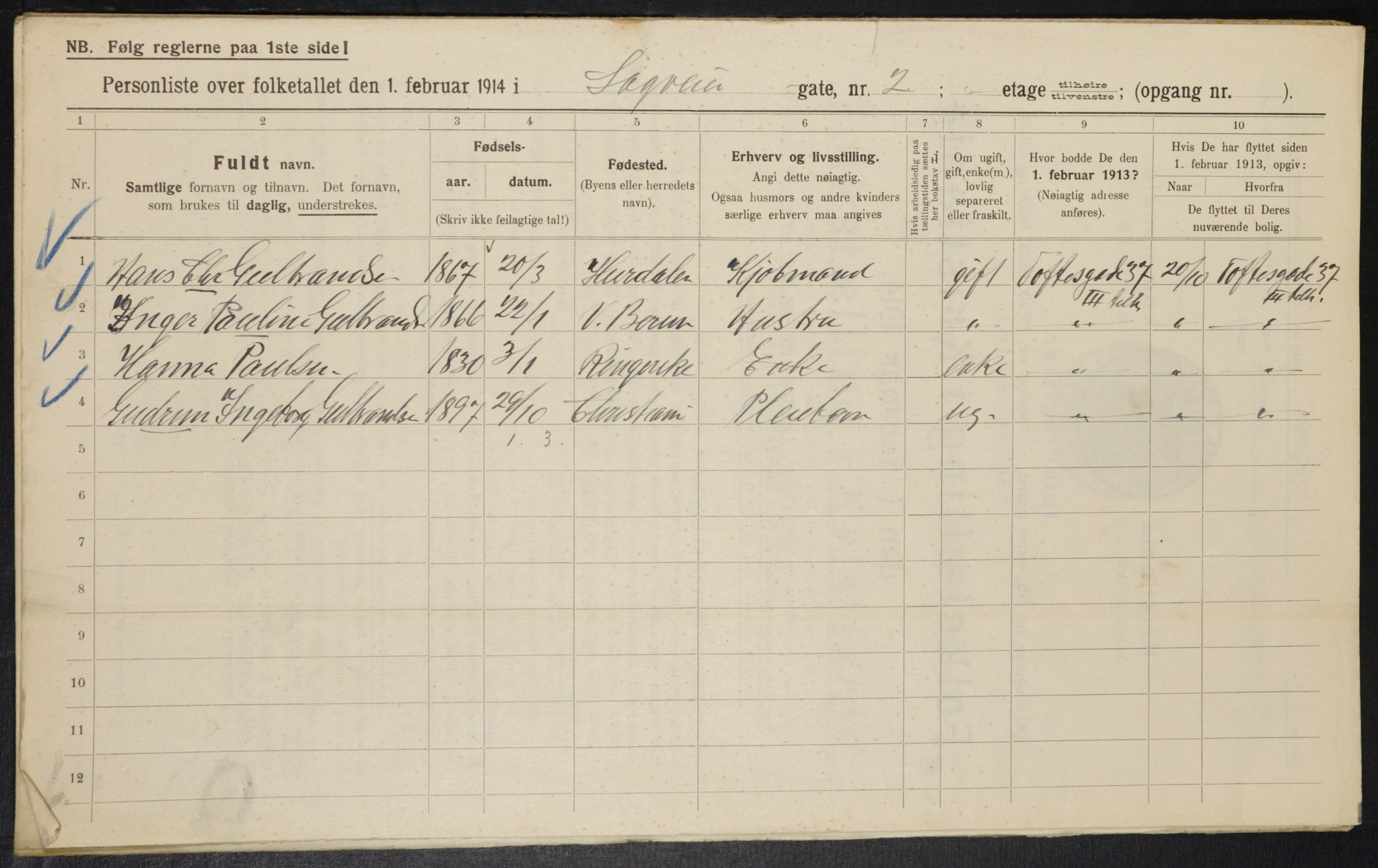 OBA, Municipal Census 1914 for Kristiania, 1914, p. 86270