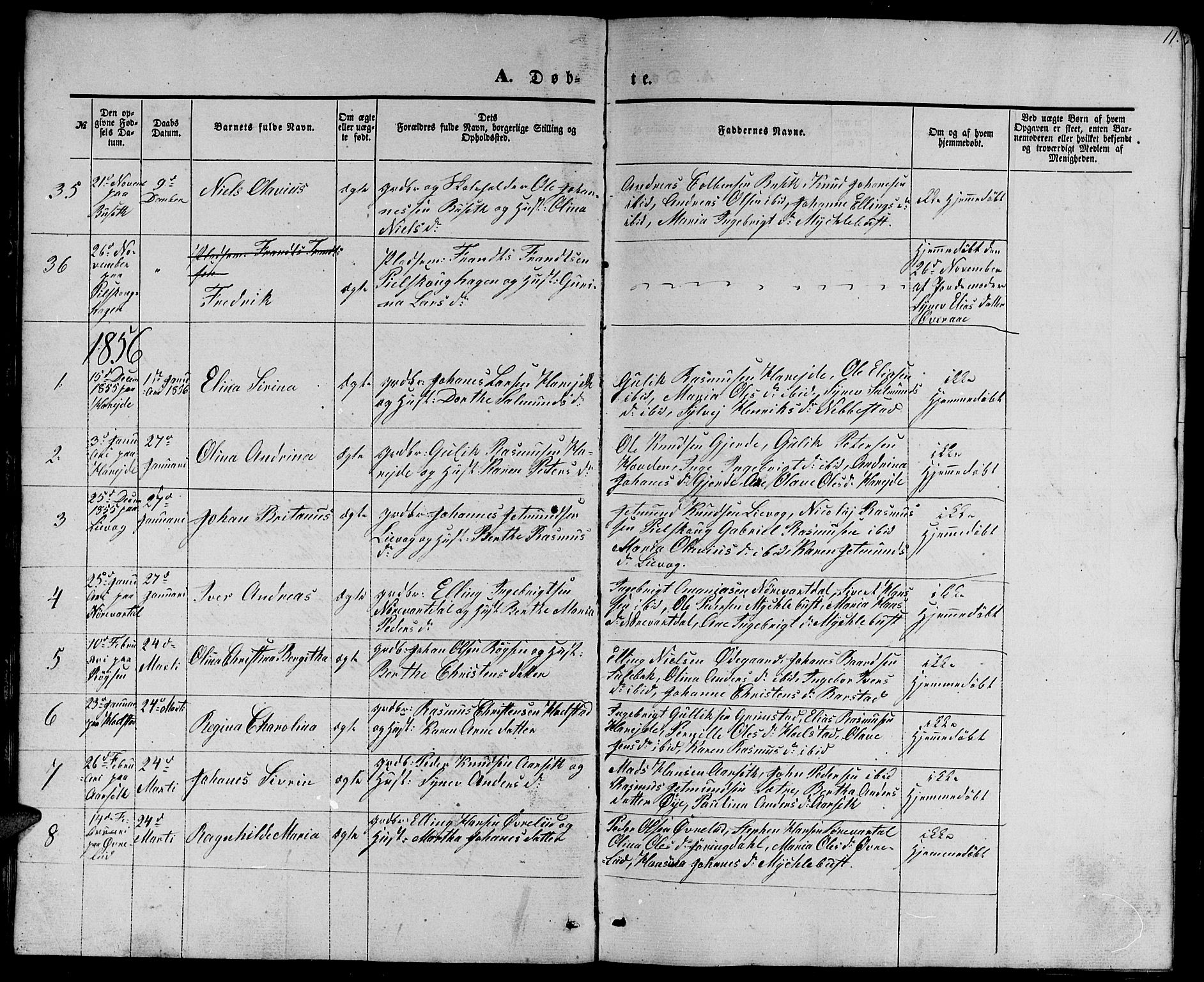 Ministerialprotokoller, klokkerbøker og fødselsregistre - Møre og Romsdal, AV/SAT-A-1454/510/L0124: Parish register (copy) no. 510C01, 1854-1877, p. 11