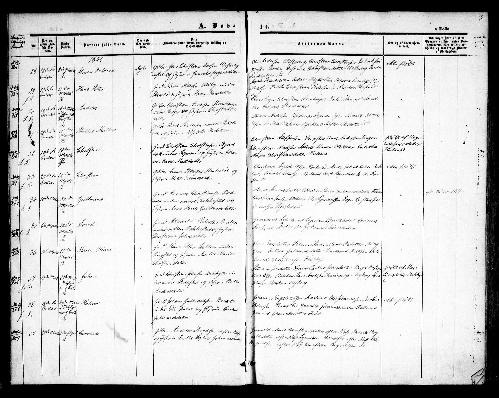 Høland prestekontor Kirkebøker, SAO/A-10346a/F/Fa/L0009: Parish register (official) no. I 9, 1846-1853, p. 3