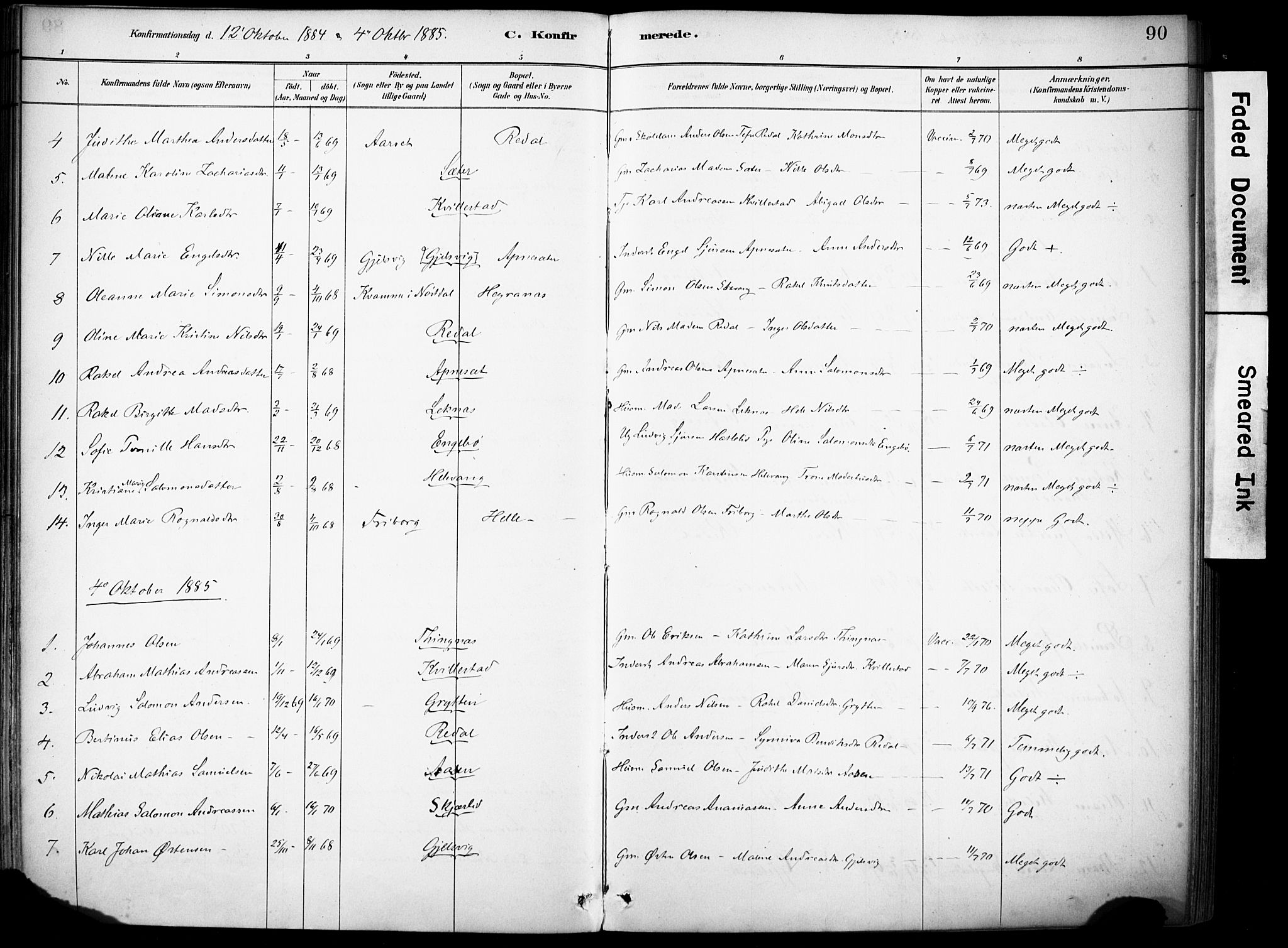 Førde sokneprestembete, AV/SAB-A-79901/H/Haa/Haae/L0001: Parish register (official) no. E 1, 1881-1911, p. 90