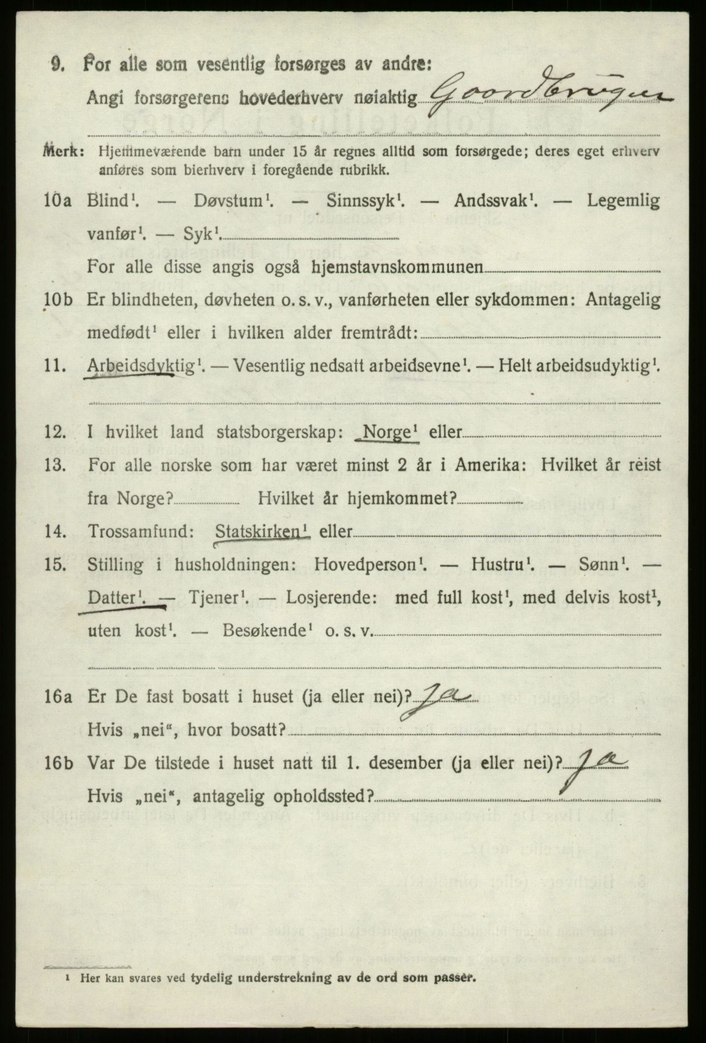 SAB, 1920 census for Innvik, 1920, p. 3004